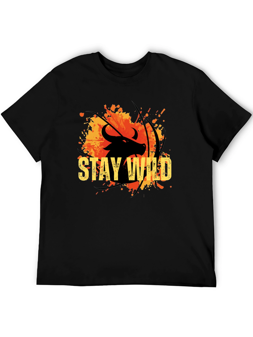 Stay Wild Buffalo Graphic Tee - Black Cotton T-Shirt