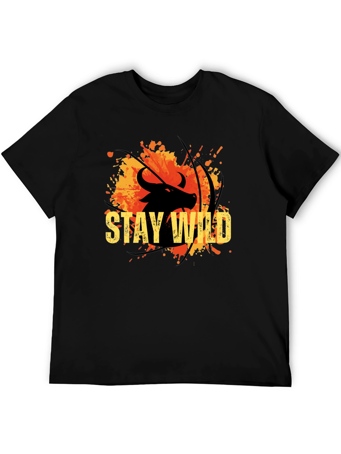 Stay Wild Buffalo Graphic Tee - Black Cotton T-Shirt