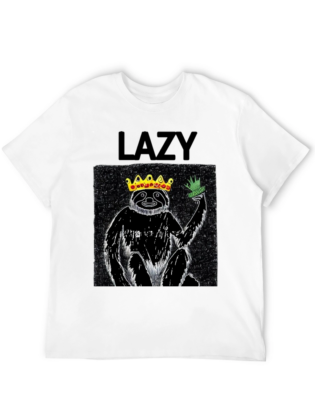 Lazy King Sloth Graphic Tee - Black Cotton T-Shirt