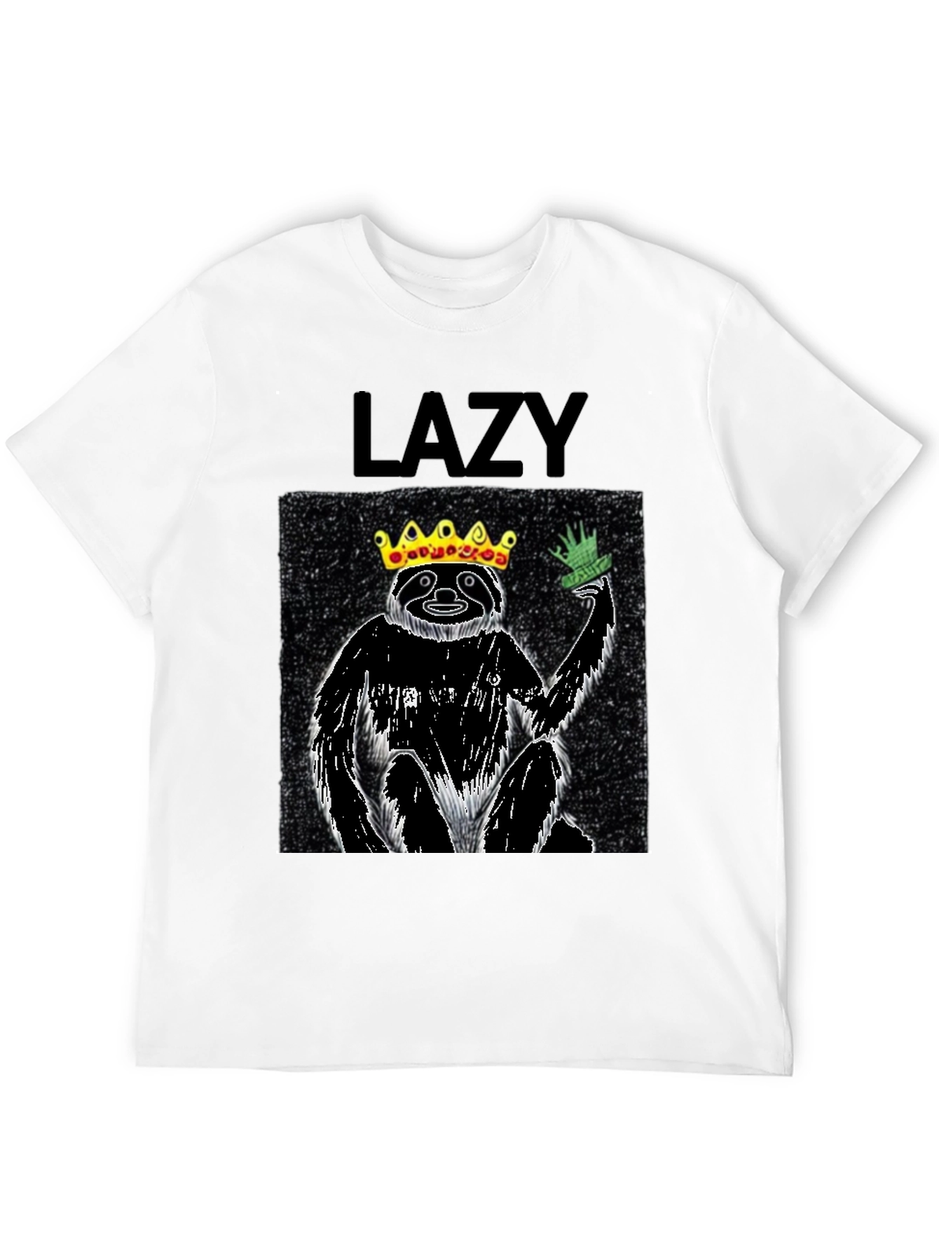 Lazy King Sloth Graphic Tee - Black Cotton T-Shirt