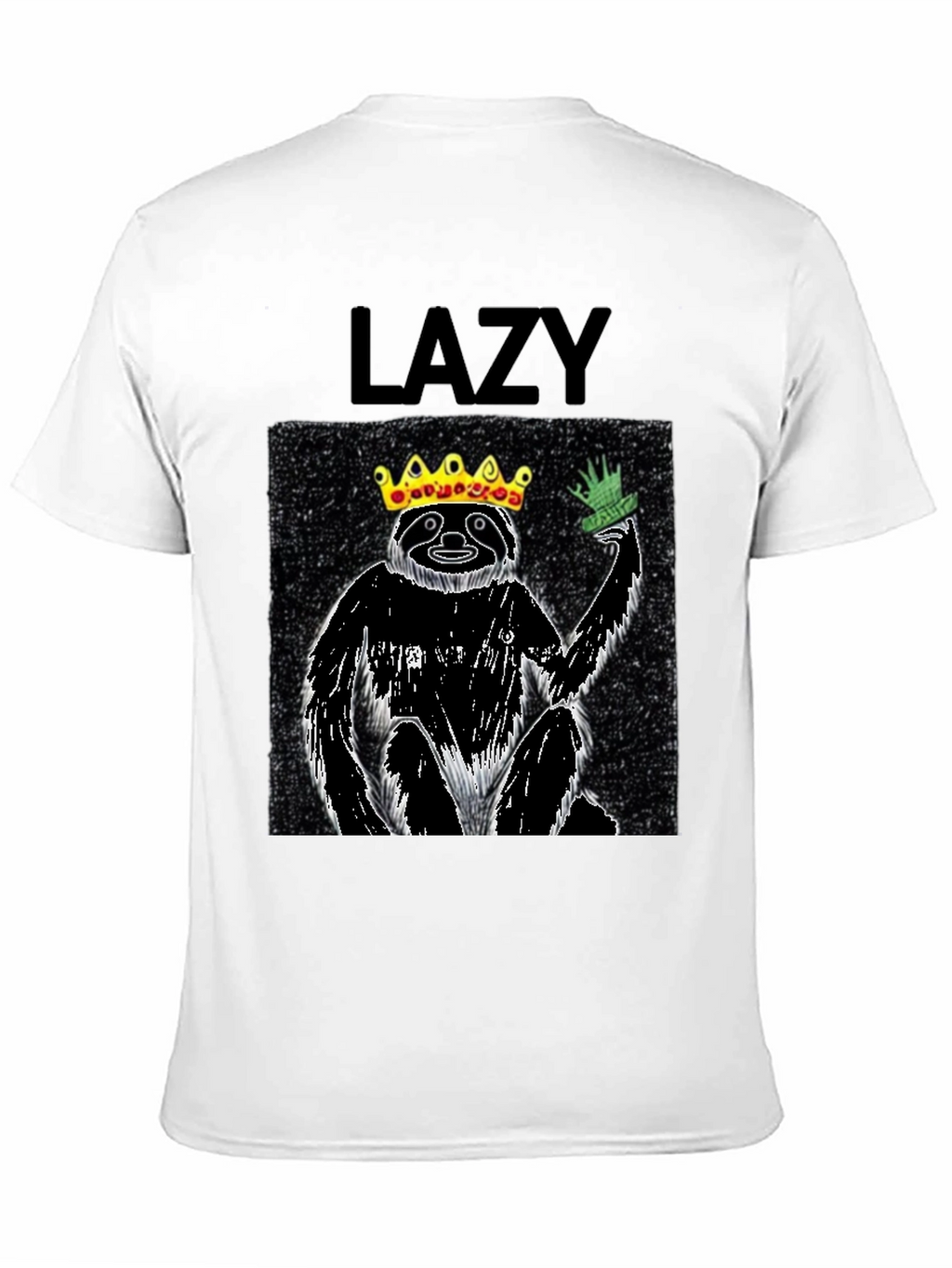 Lazy King Sloth Graphic Tee - Black Cotton T-Shirt