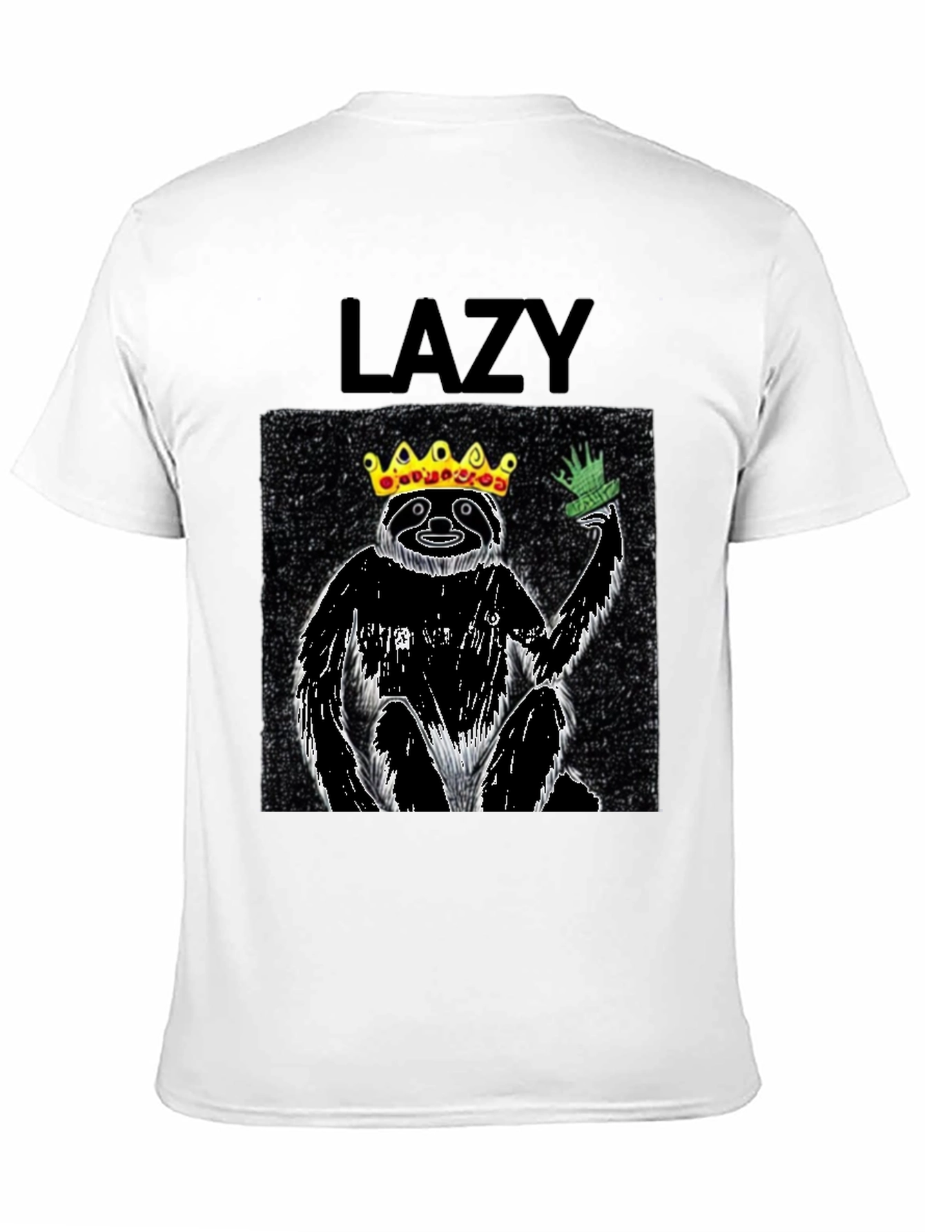 Lazy King Sloth Graphic Tee - Black Cotton T-Shirt