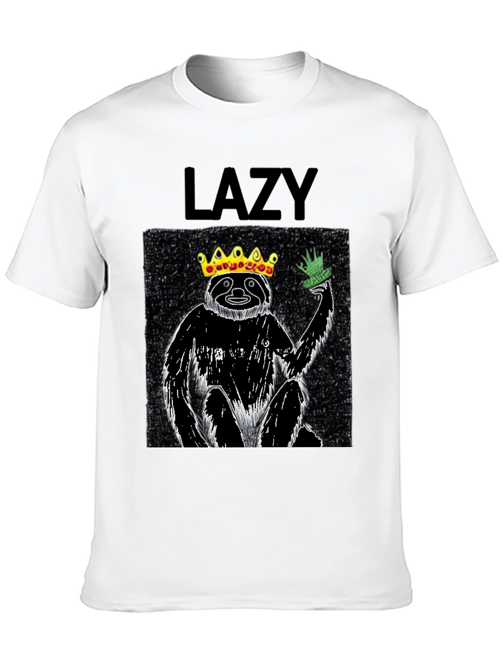 Lazy King Sloth Graphic Tee - Black Cotton T-Shirt