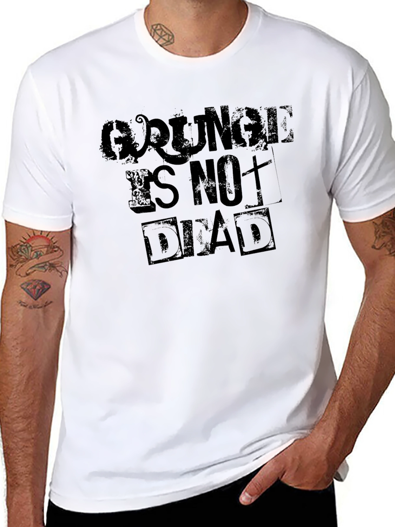 Grunge Is Not Dead Mens Black Graphic T-Shirt