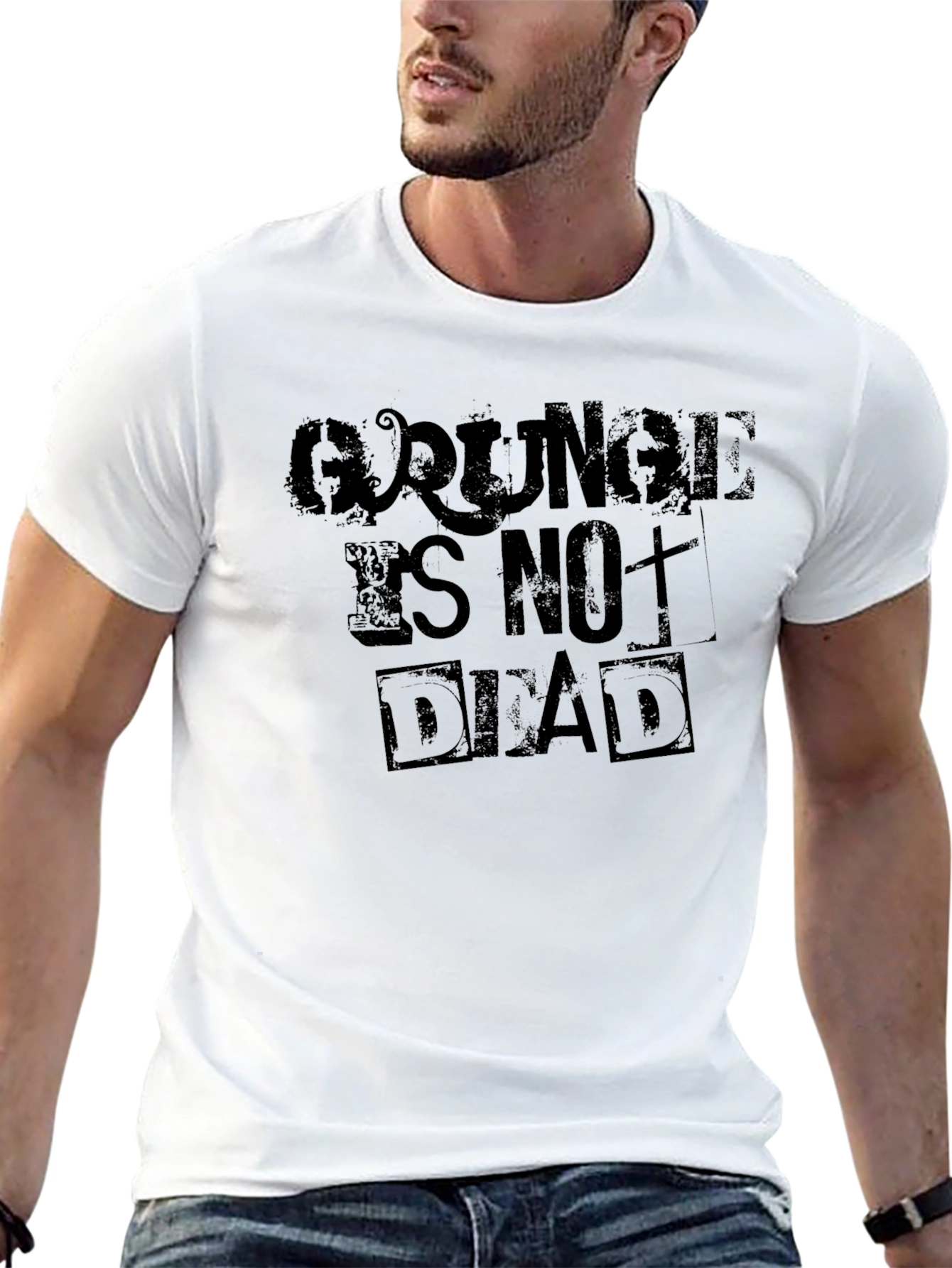 Grunge Is Not Dead Mens Black Graphic T-Shirt