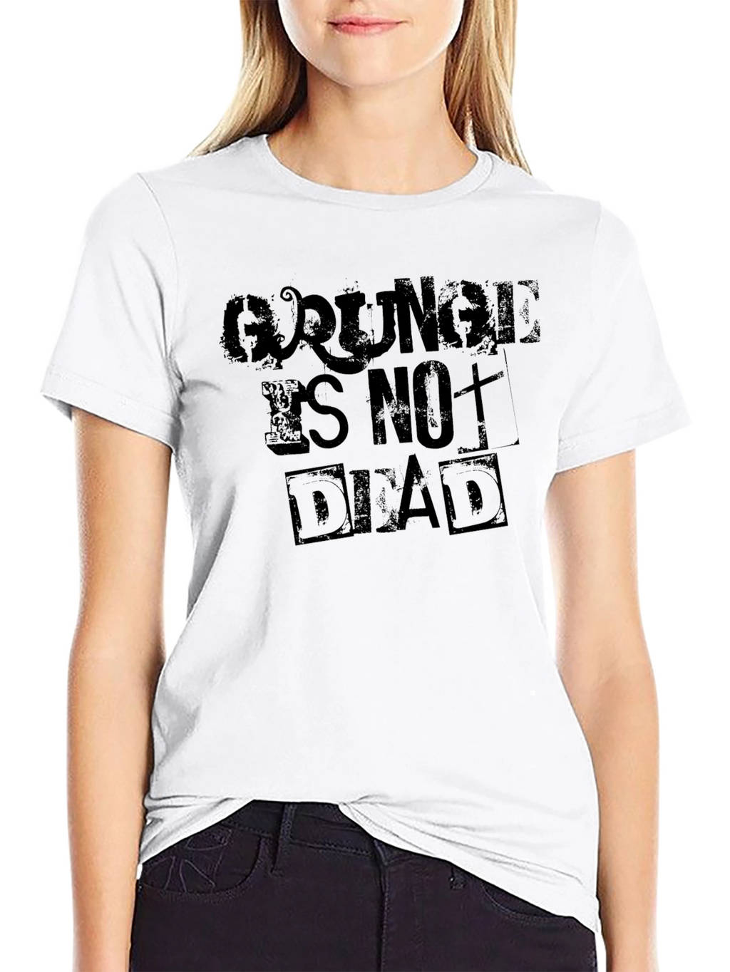 Grunge Is Not Dead Mens Black Graphic T-Shirt