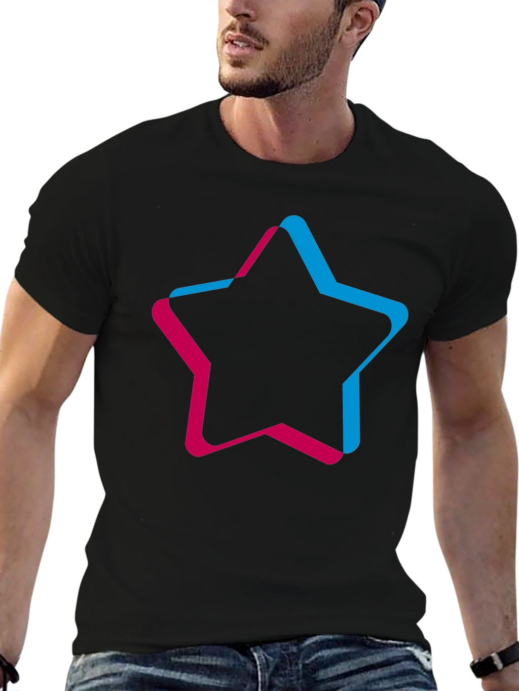 Trendy Star Graphic Black T-Shirt