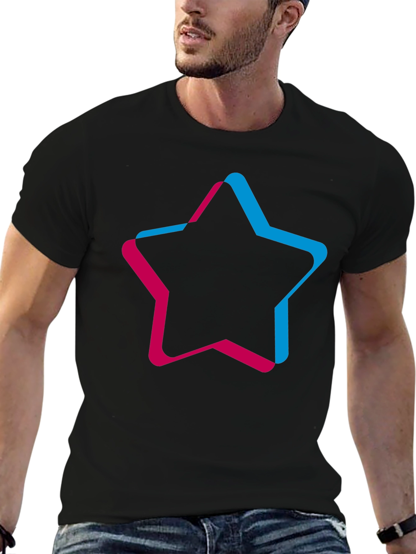 Trendy Star Graphic Black T-Shirt