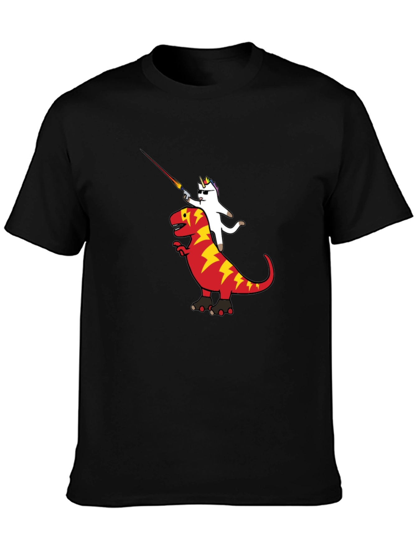 Unicorn Riding Dinosaur Graphic T-Shirt