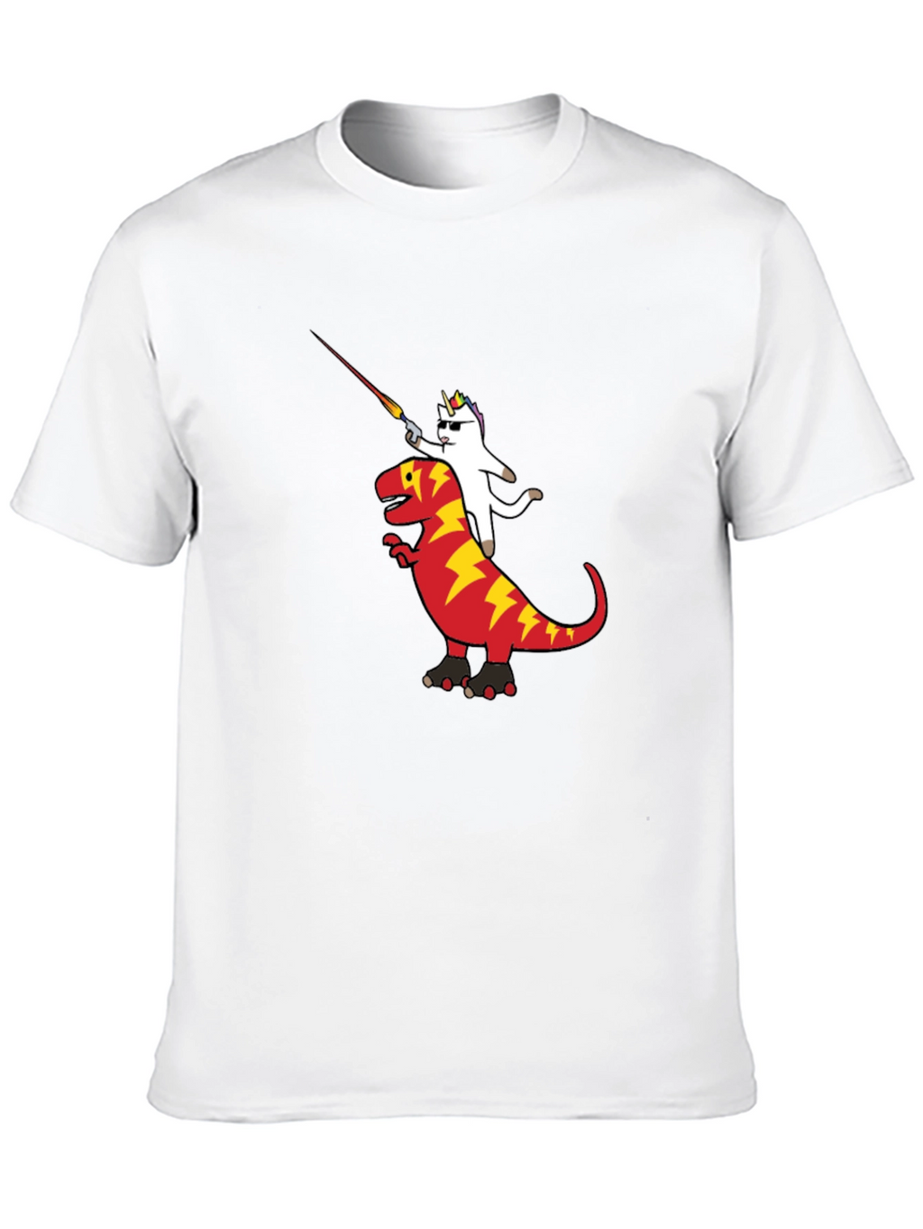 Unicorn Riding Dinosaur Graphic T-Shirt