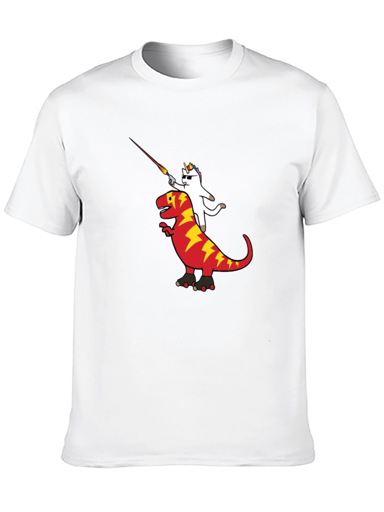 Unicorn Riding Dinosaur Graphic T-Shirt