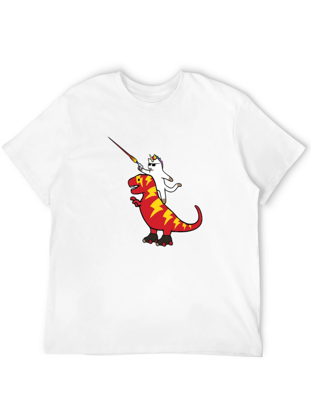 Unicorn Riding Dinosaur Graphic T-Shirt