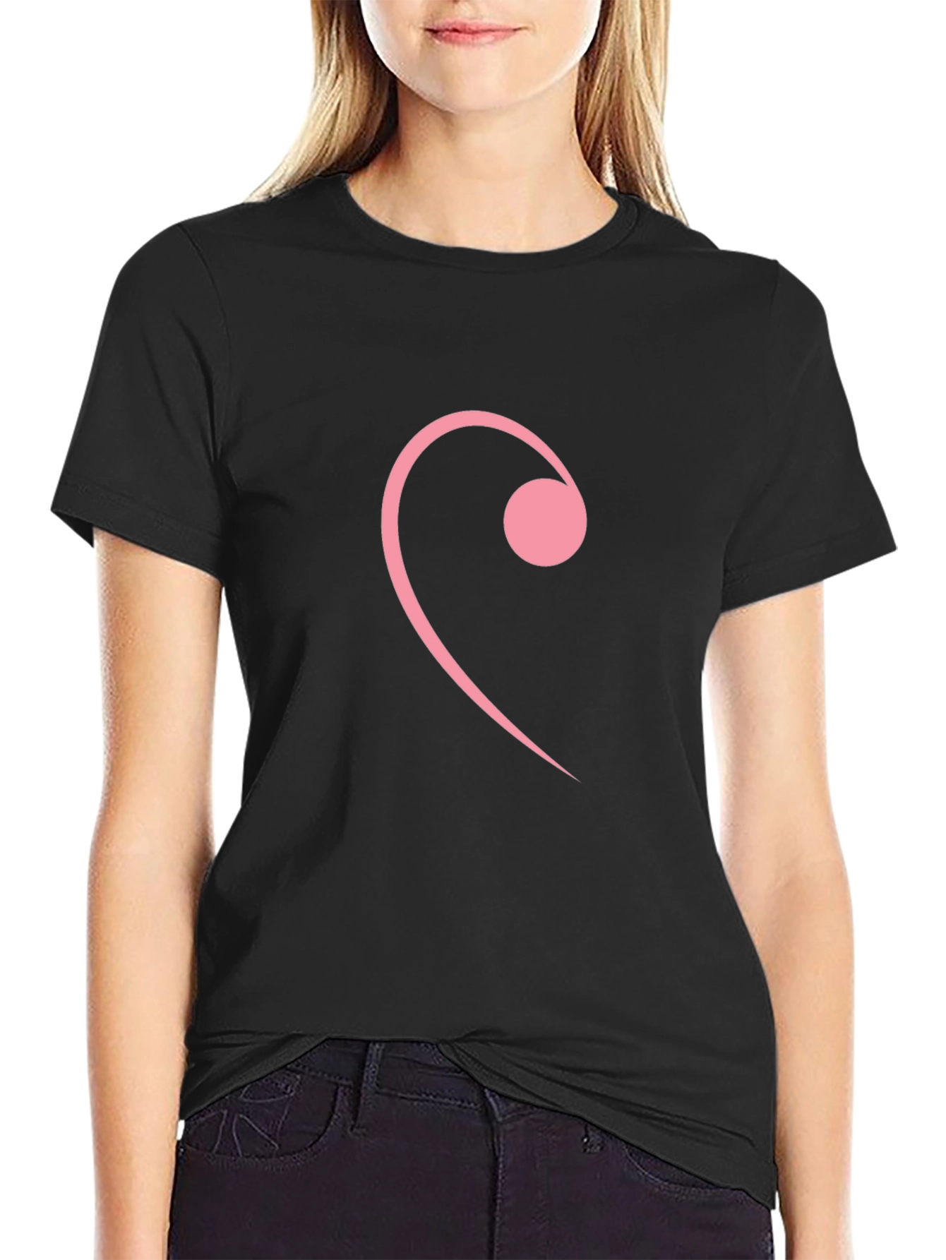 Pink Note Graphic Tee - Stylish Black T-Shirt