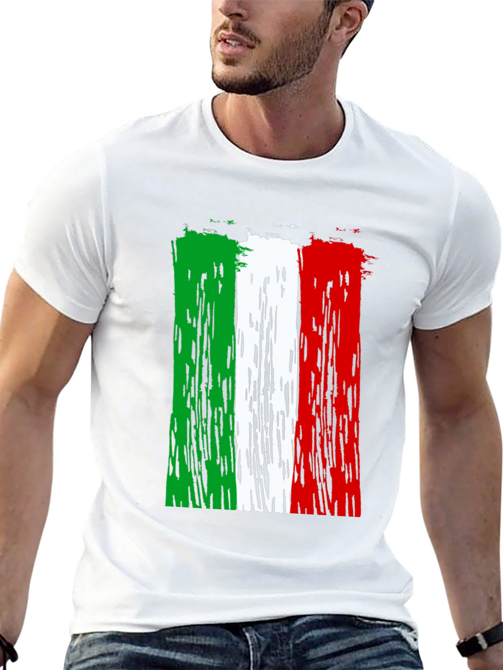 Italian Flag Distressed Graphic T-Shirt