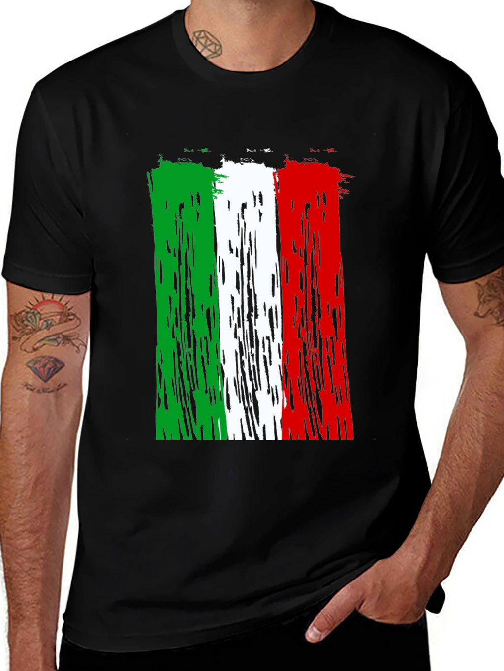 Italian Flag Distressed Graphic T-Shirt