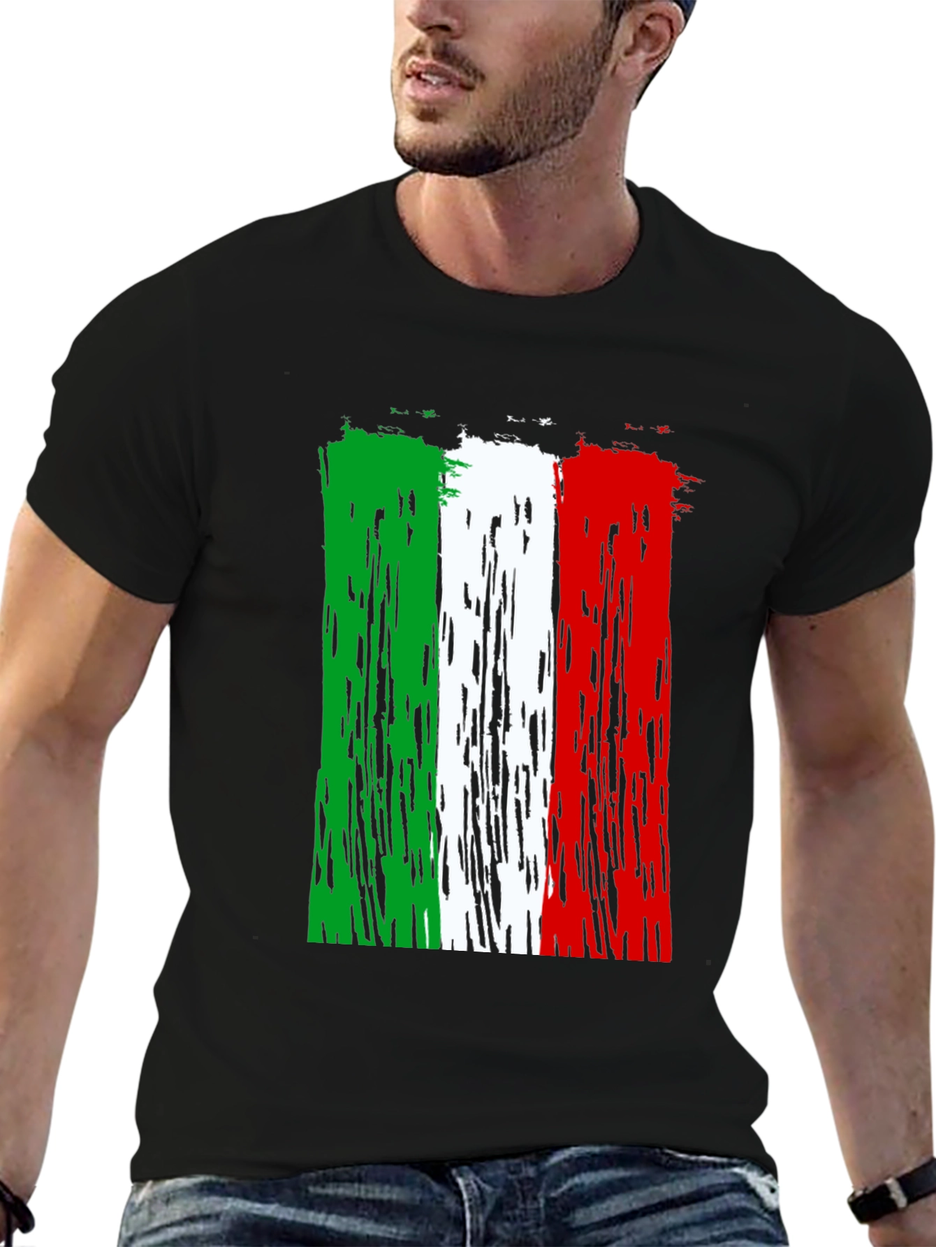Italian Flag Distressed Graphic T-Shirt