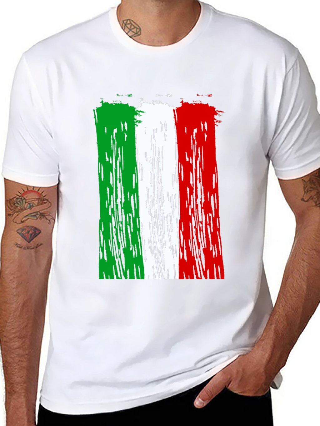 Italian Flag Distressed Graphic T-Shirt