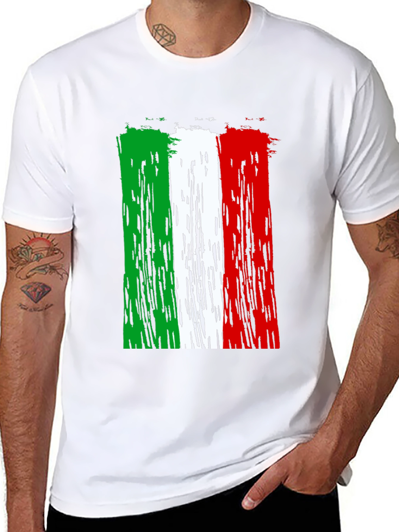 Italian Flag Distressed Graphic T-Shirt