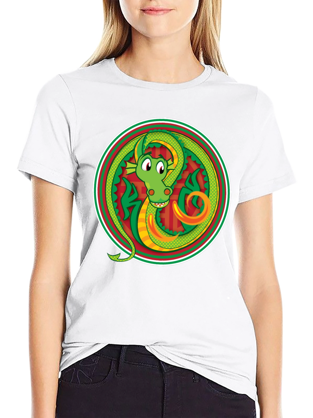 Dragon Circle Graphic Tee - Stylish Black T-Shirt