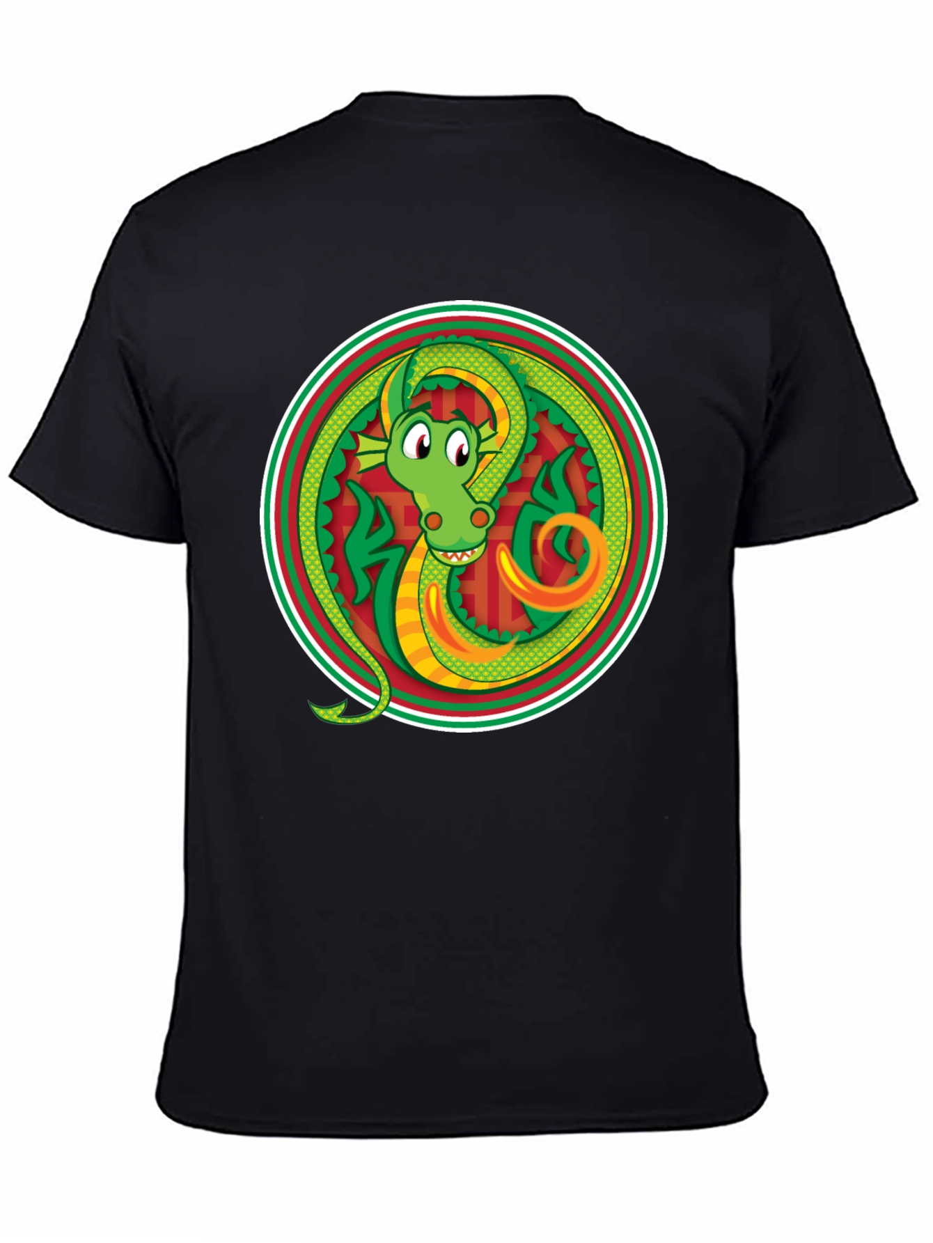 Dragon Circle Graphic Tee - Stylish Black T-Shirt