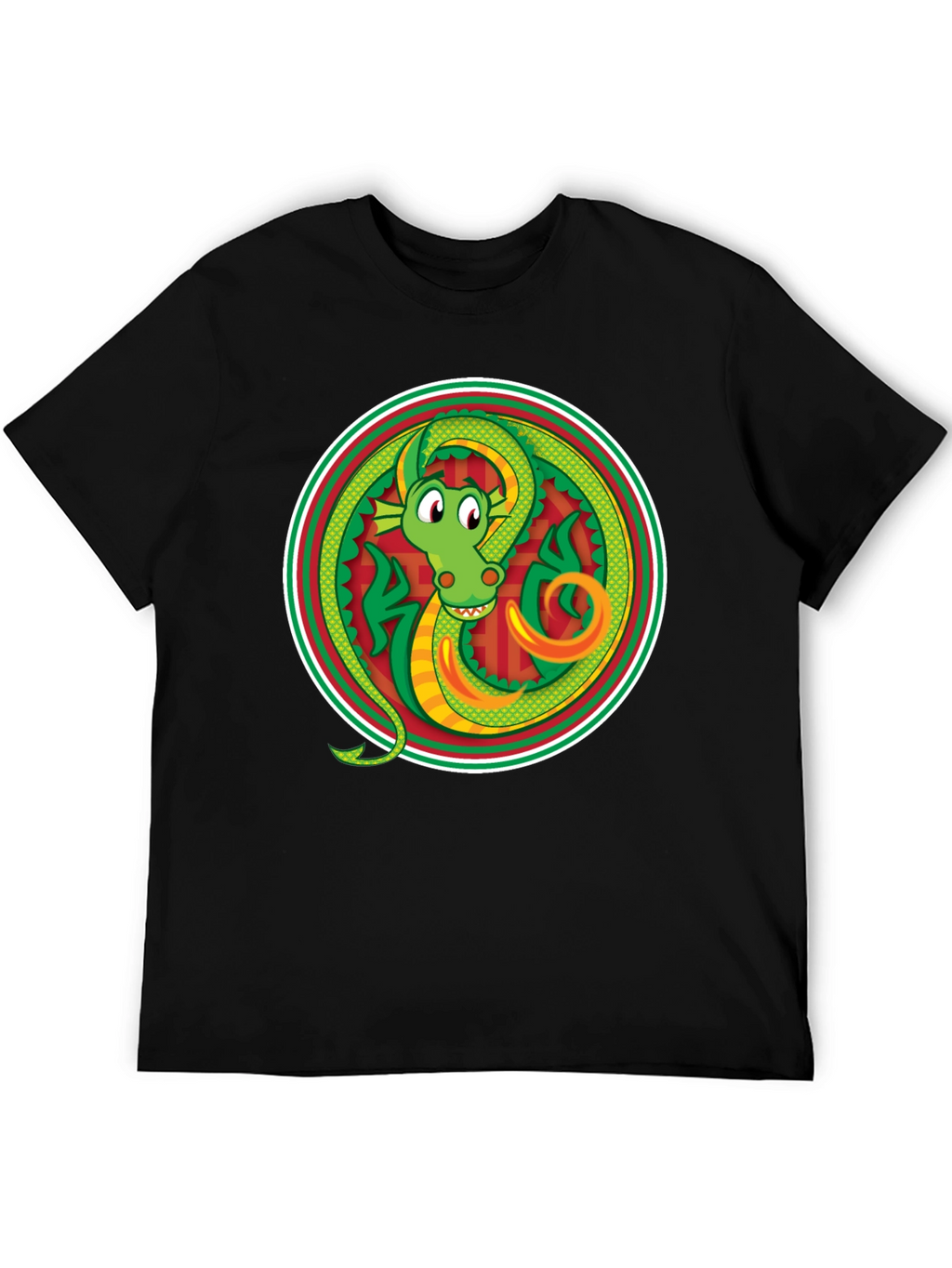 Dragon Circle Graphic Tee - Stylish Black T-Shirt