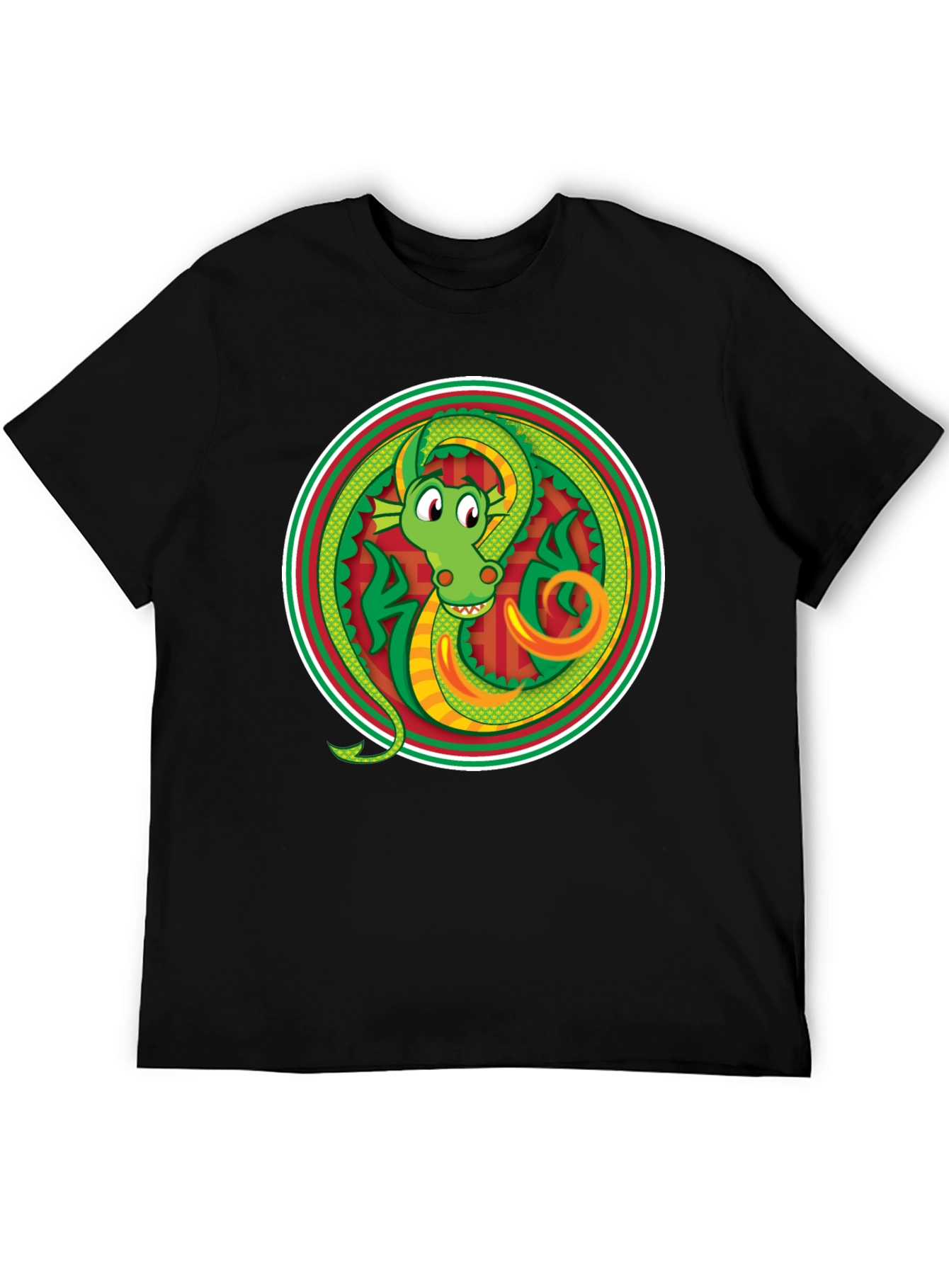 Dragon Circle Graphic Tee - Stylish Black T-Shirt
