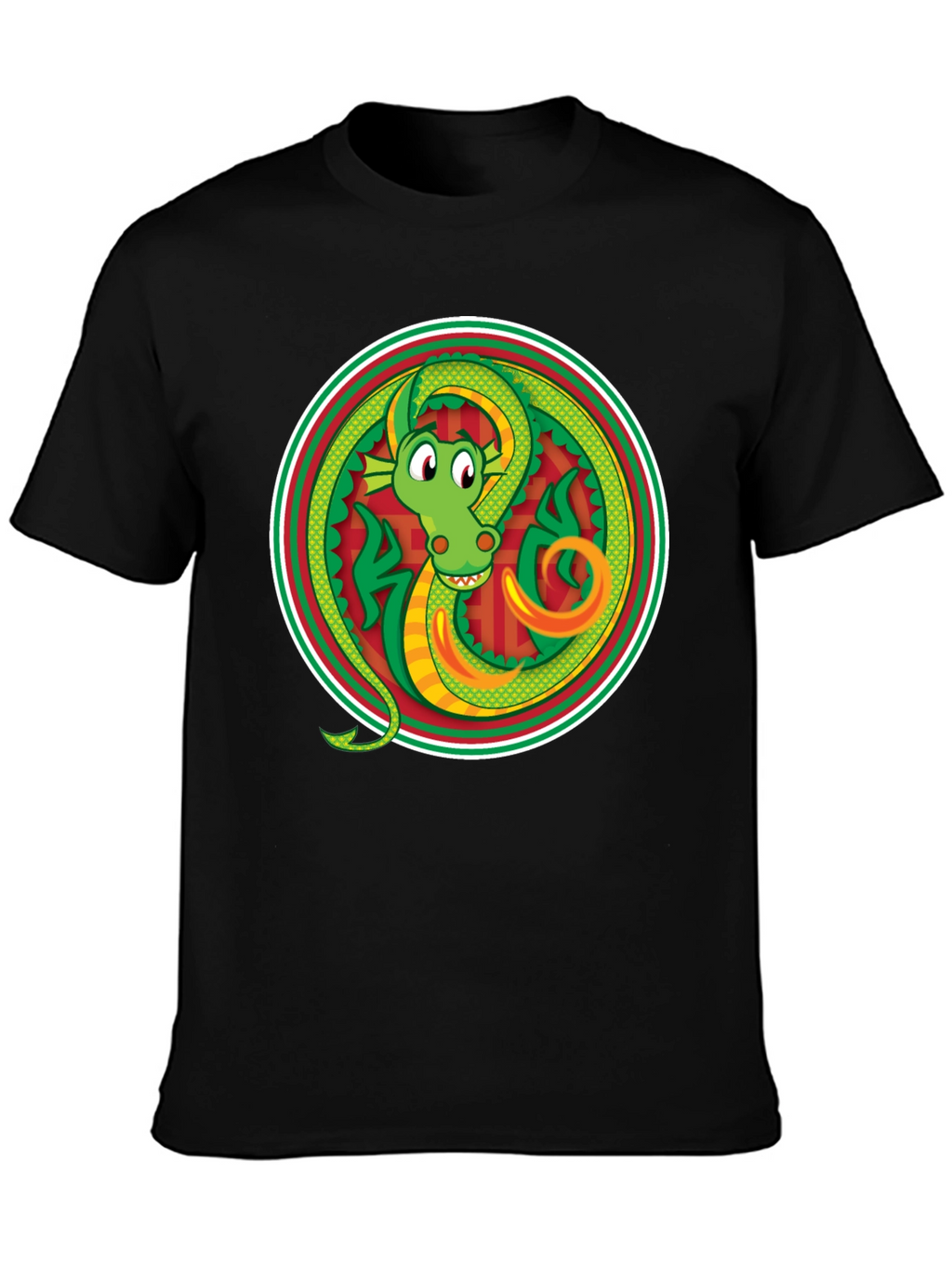 Dragon Circle Graphic Tee - Stylish Black T-Shirt