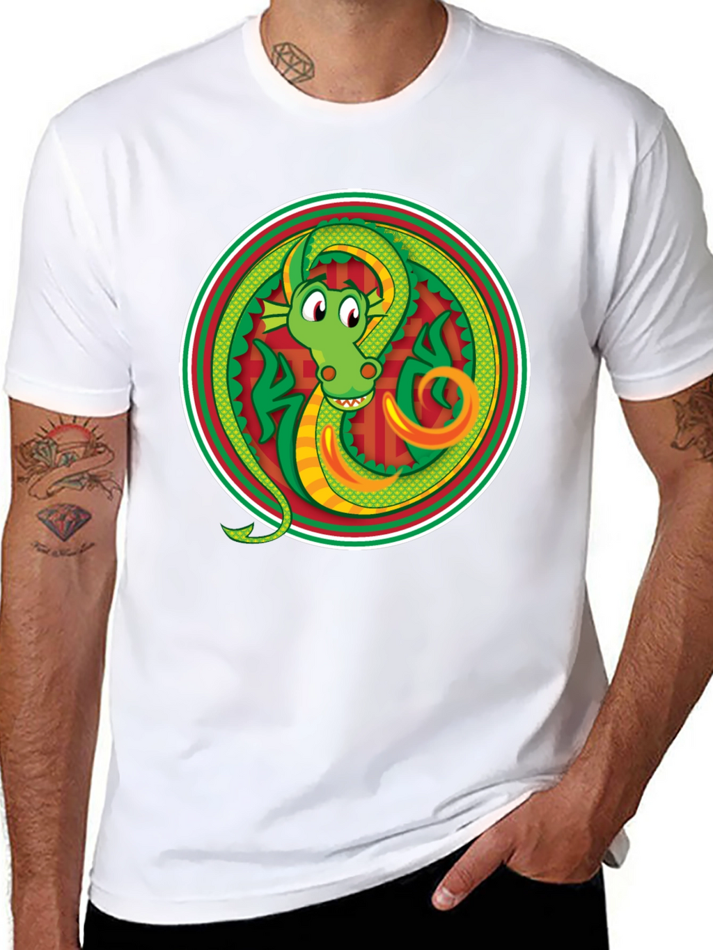 Dragon Circle Graphic Tee - Stylish Black T-Shirt