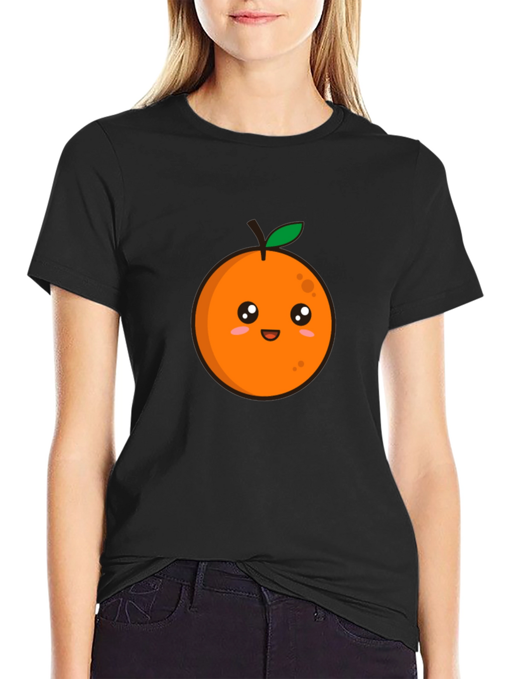 Cute Orange Graphic Tee - Black T-Shirt