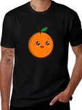 Cute Orange Graphic Tee - Black T-Shirt