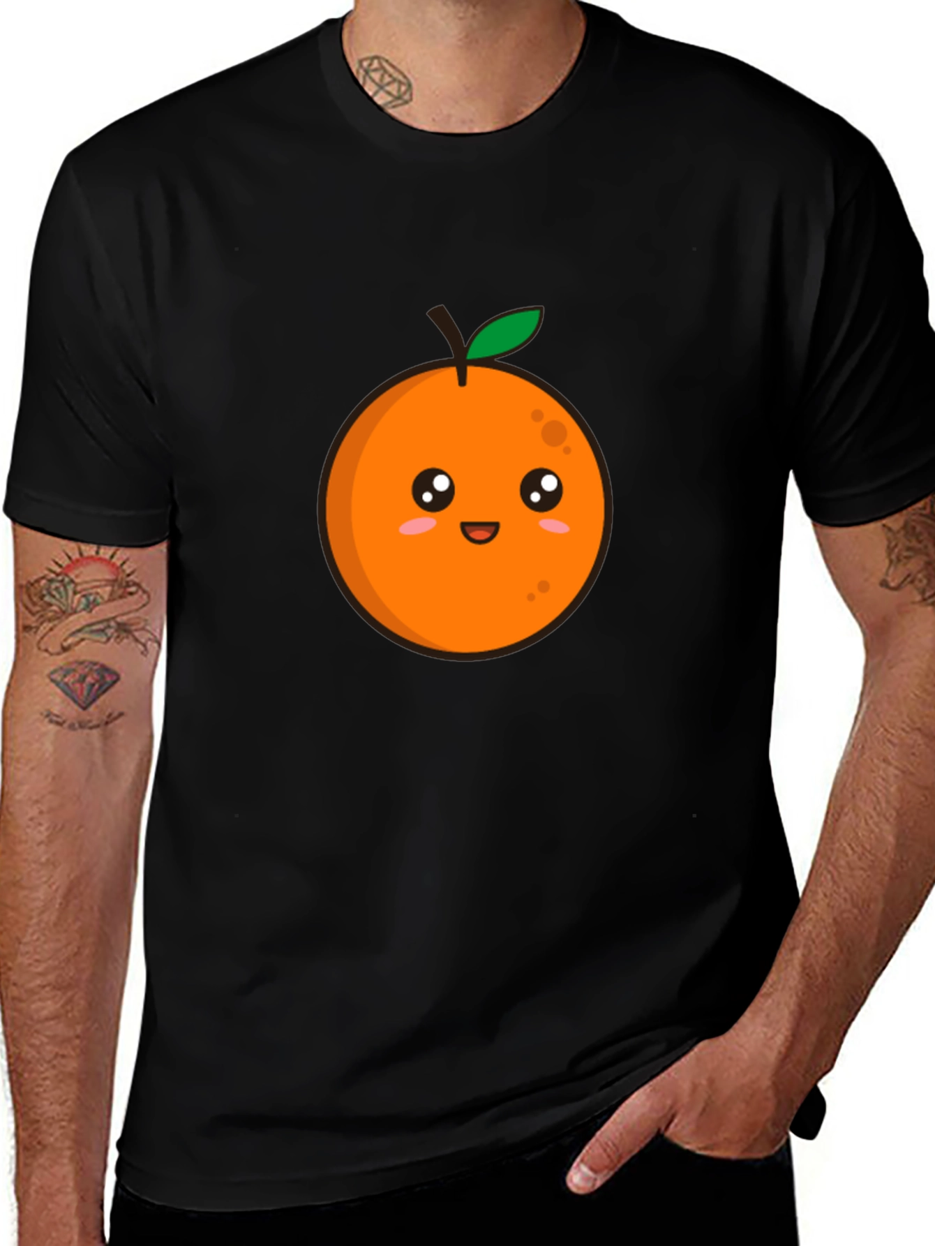 Cute Orange Graphic Tee - Black T-Shirt