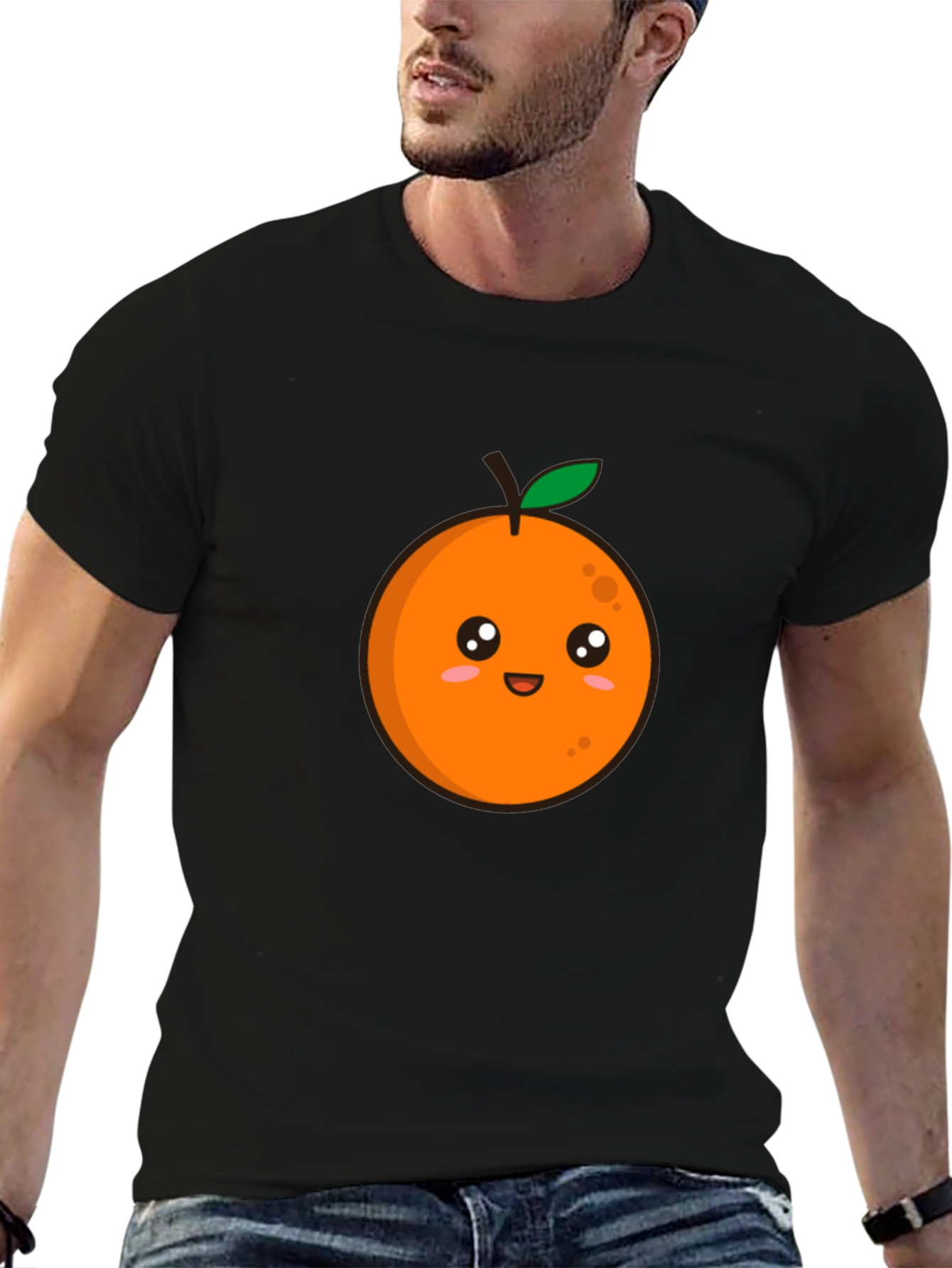 Cute Orange Graphic Tee - Black T-Shirt