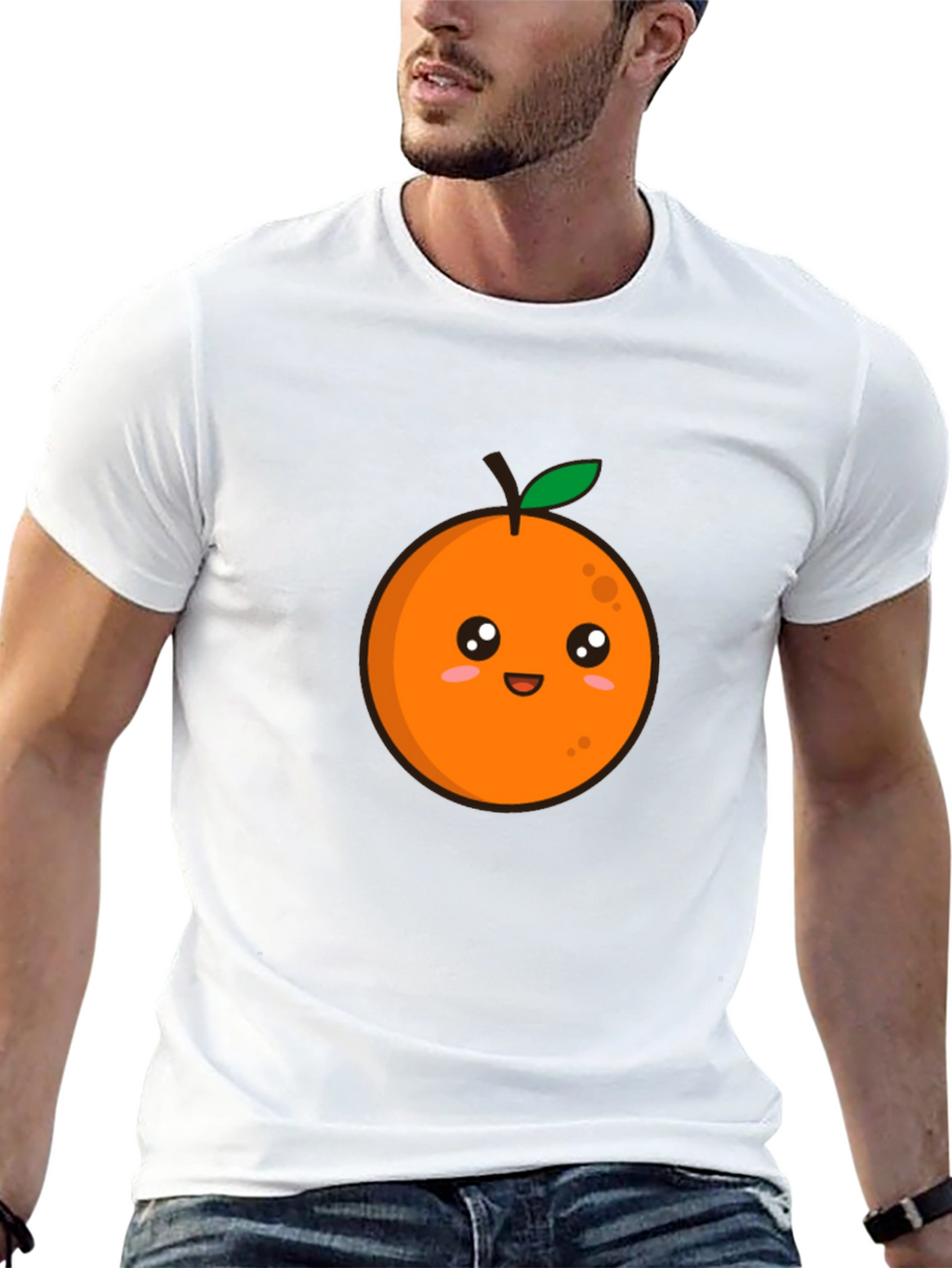 Cute Orange Graphic Tee - Black T-Shirt