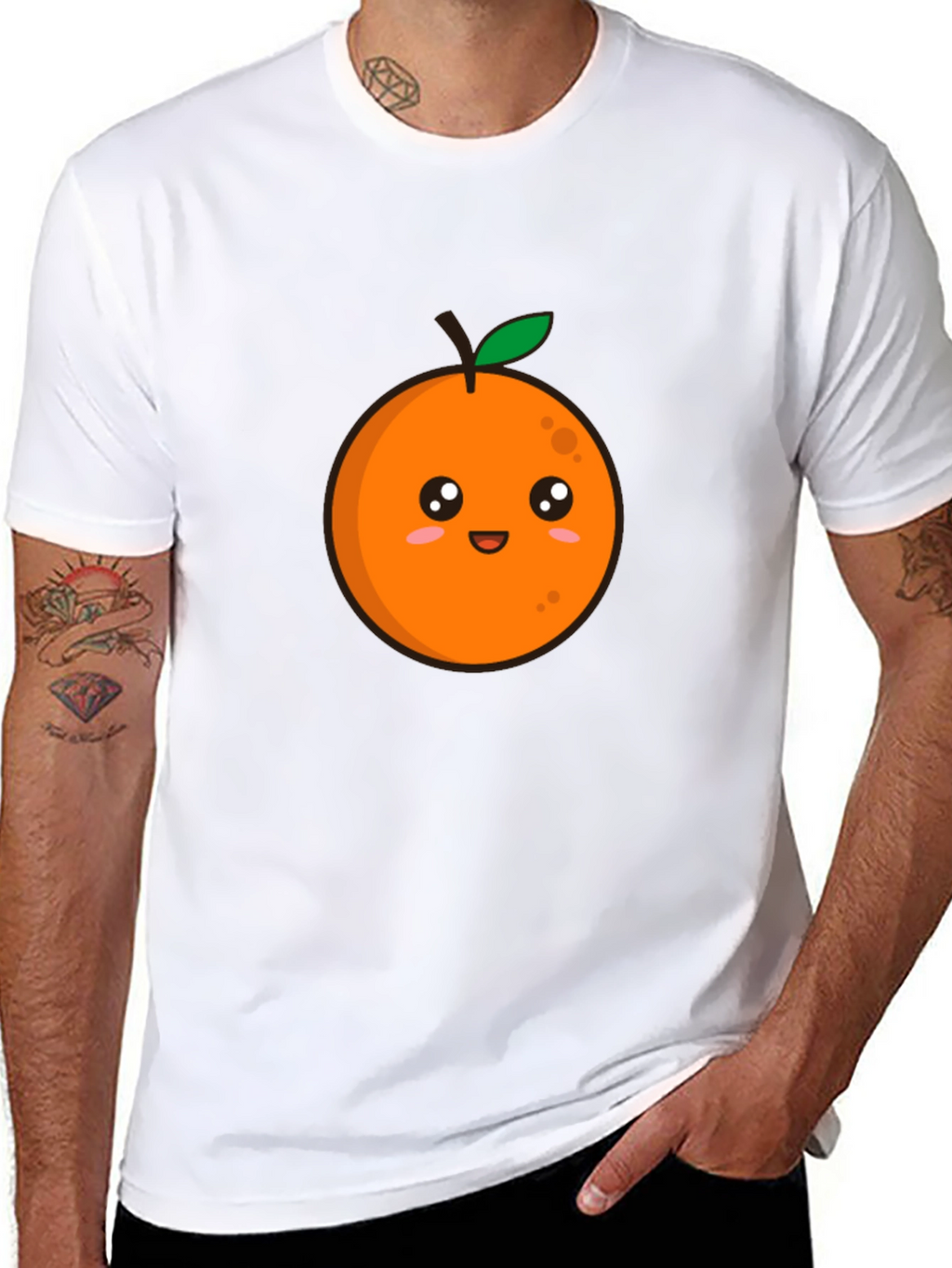 Cute Orange Graphic Tee - Black T-Shirt