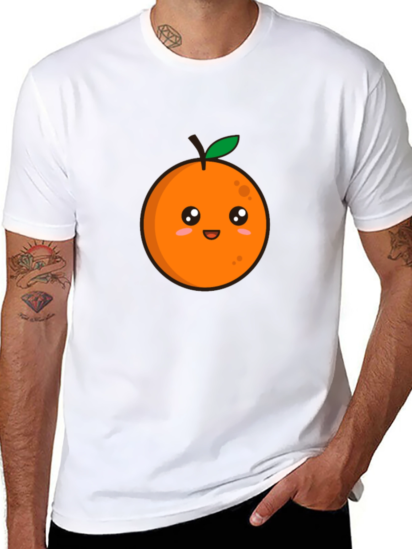 Cute Orange Graphic Tee - Black T-Shirt