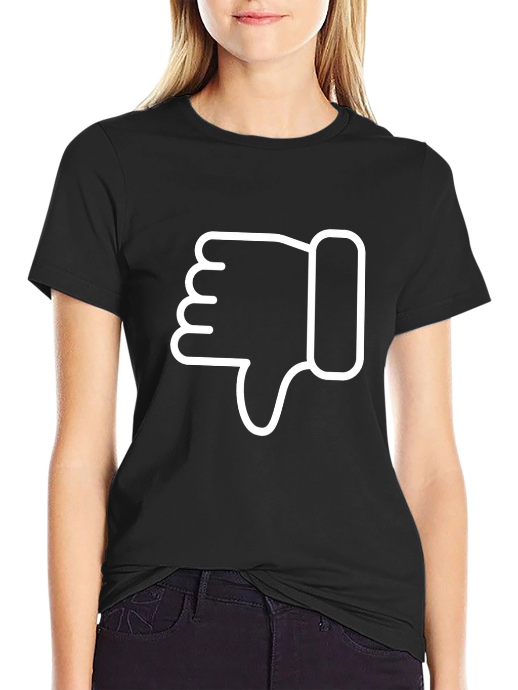 Thumbs Down Graphic Tee - Casual Black T-Shirt