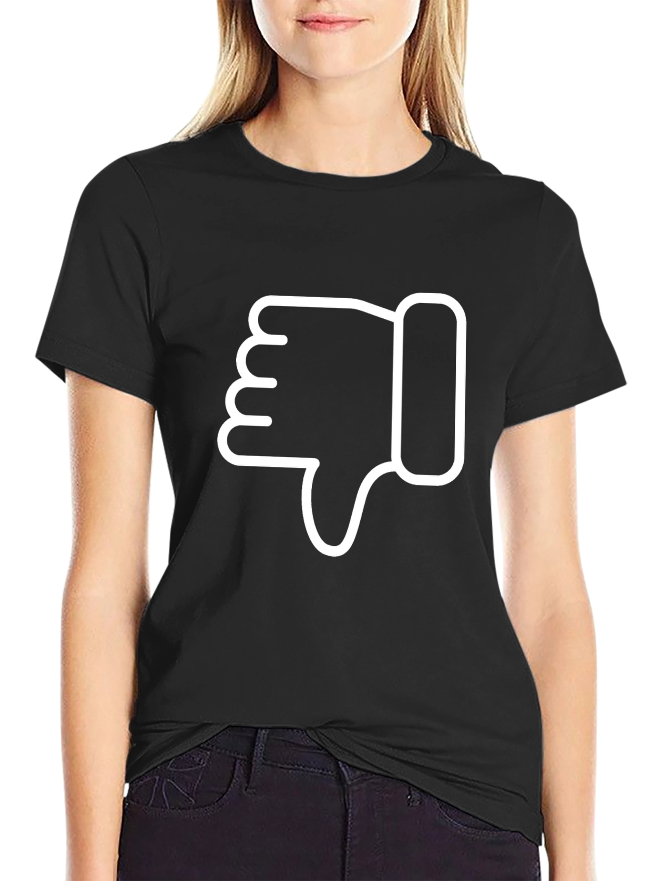 Thumbs Down Graphic Tee - Casual Black T-Shirt