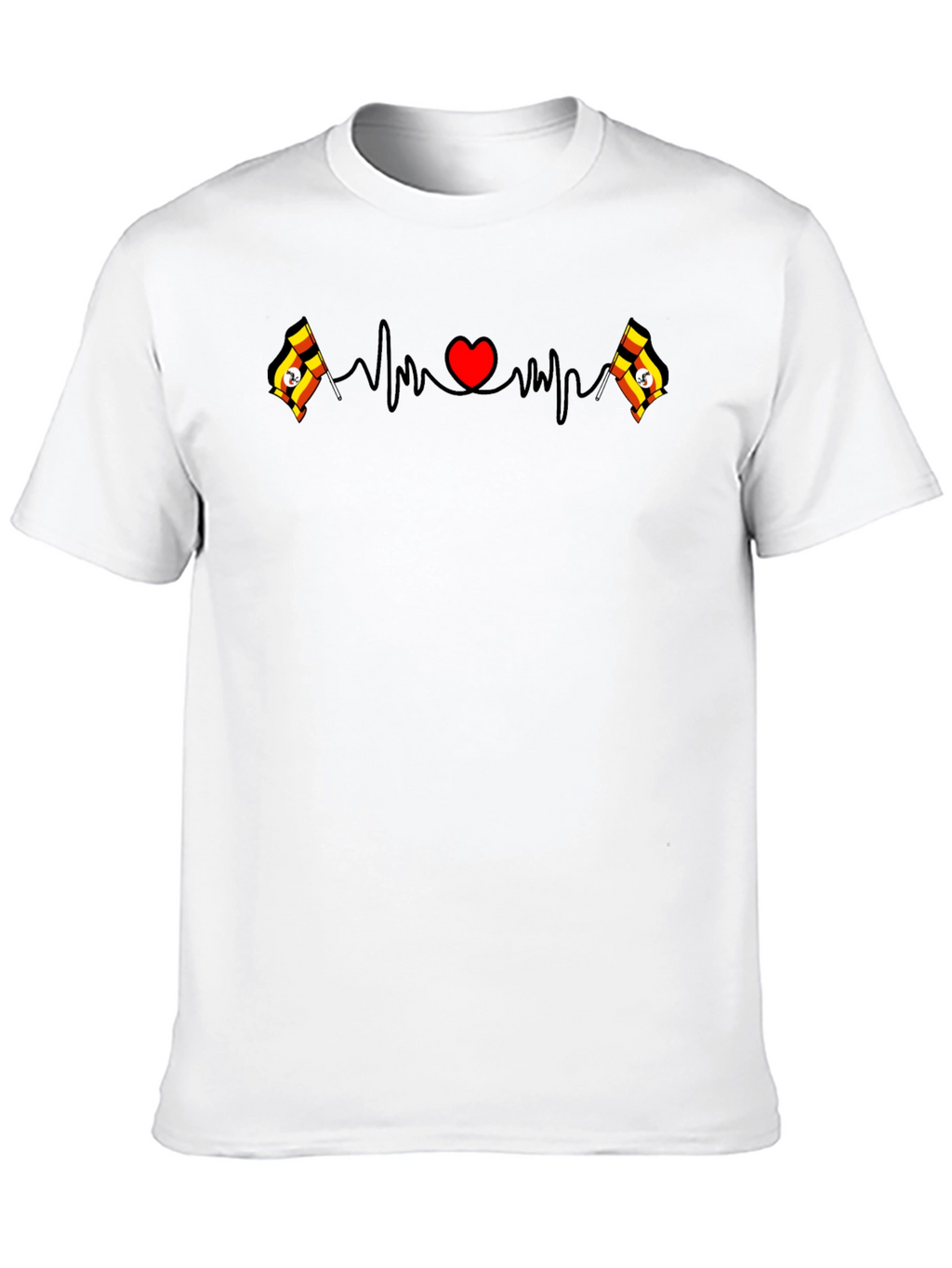 Uganda Flag Heartbeat T-Shirt