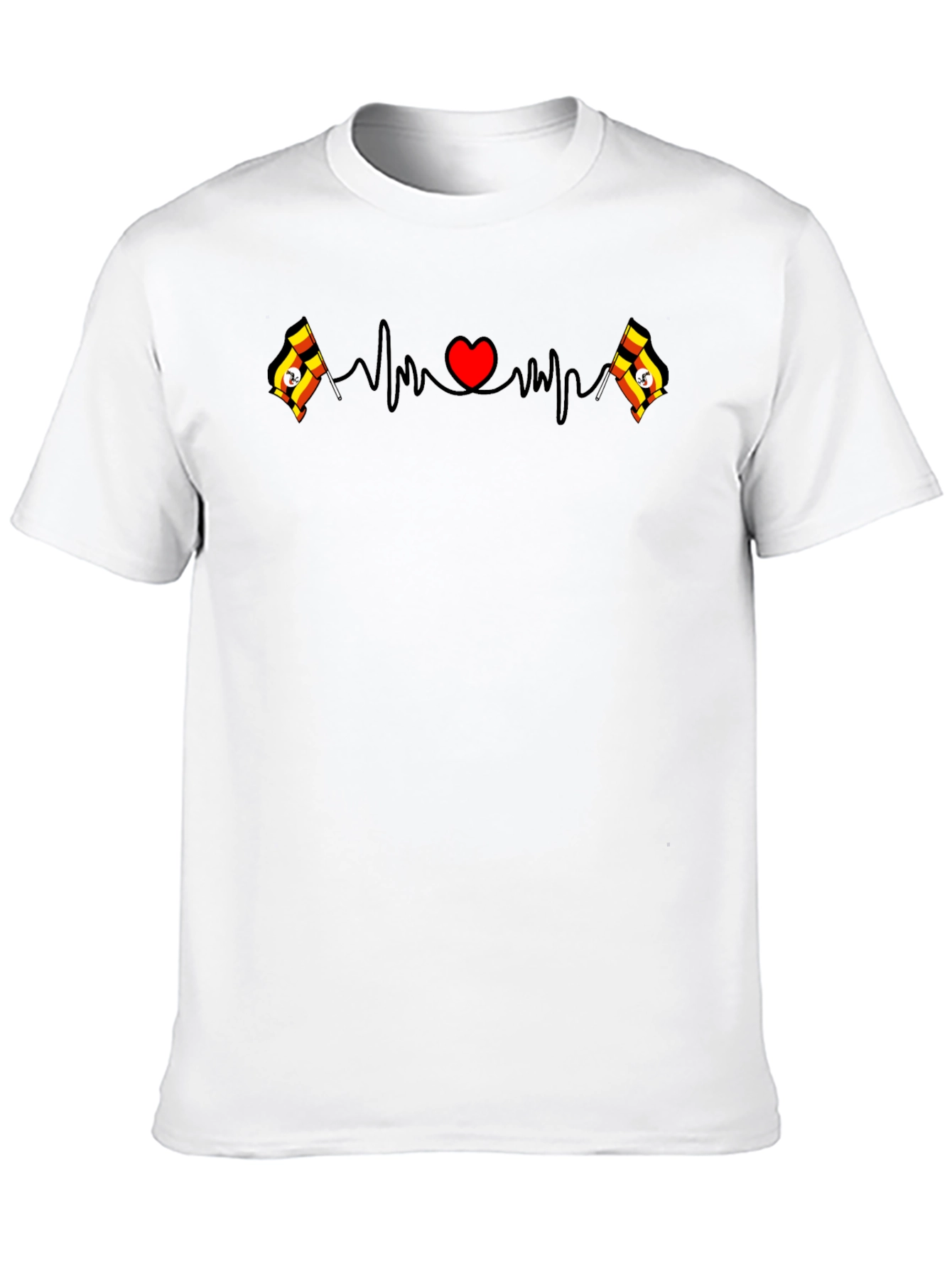 Uganda Flag Heartbeat T-Shirt