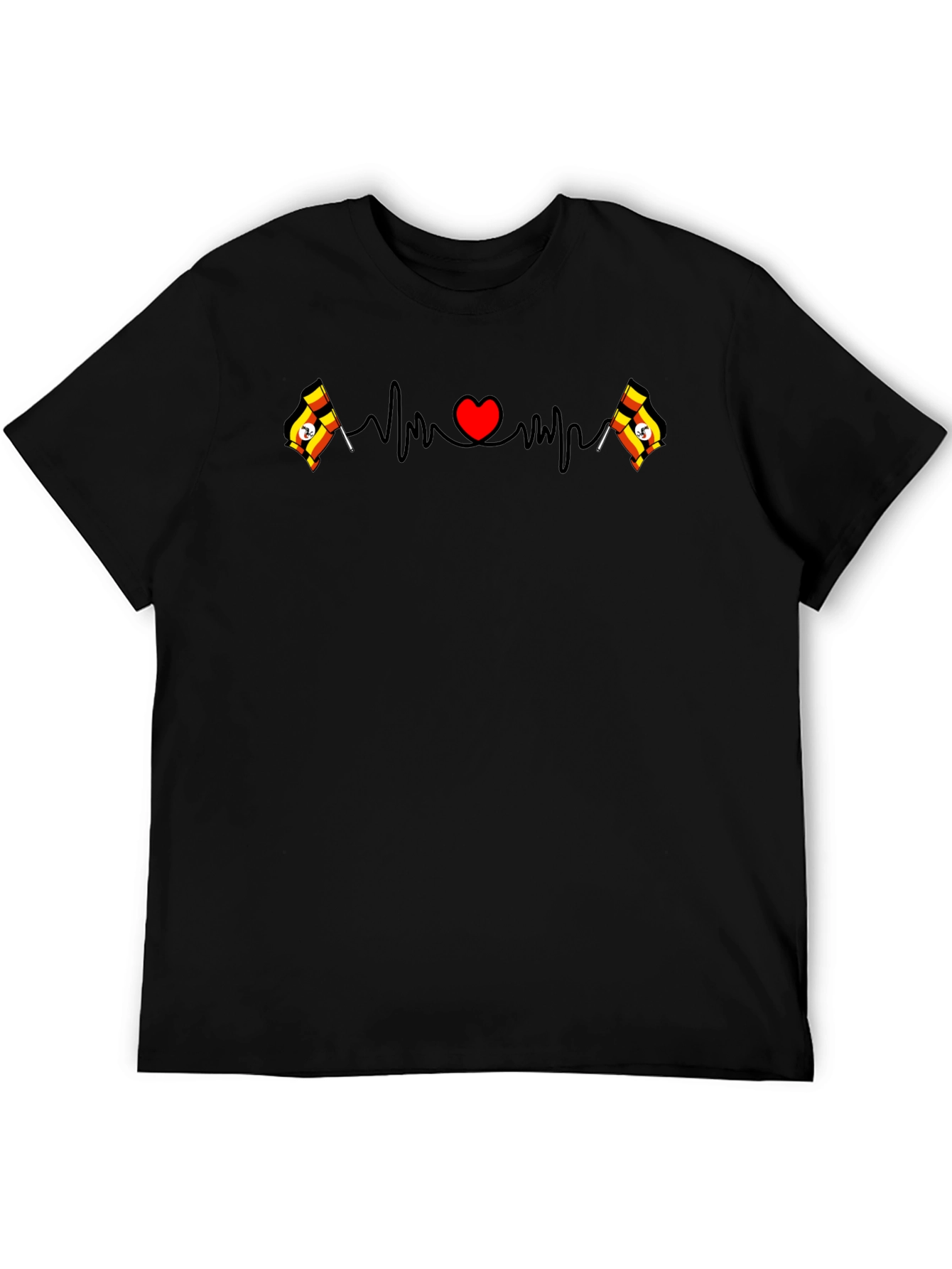 Uganda Flag Heartbeat T-Shirt
