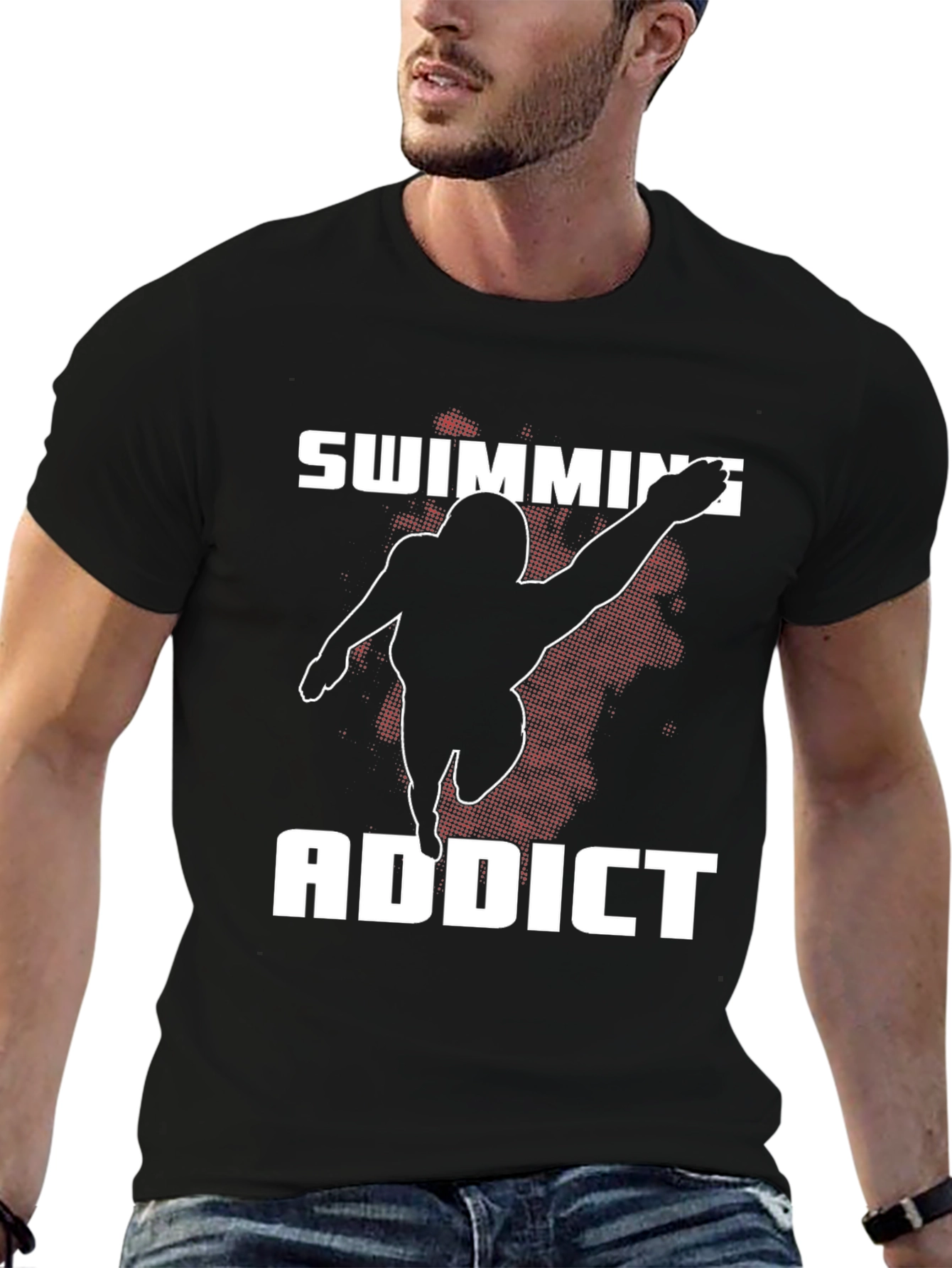 Swimming Addict Graphic Tee - Black T-Shirt