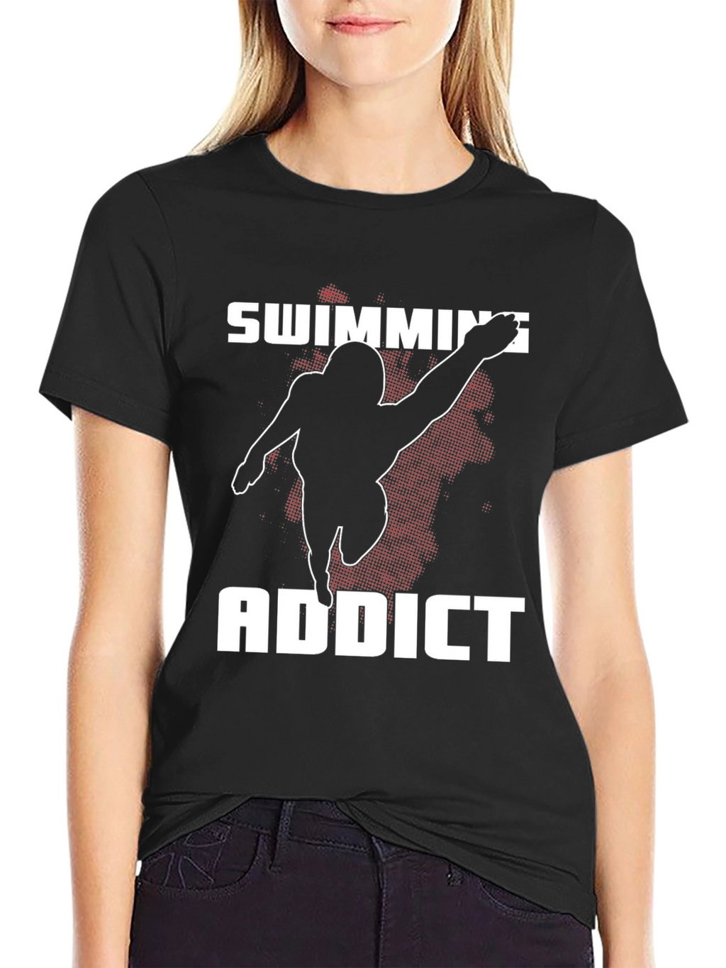 Swimming Addict Graphic Tee - Black T-Shirt
