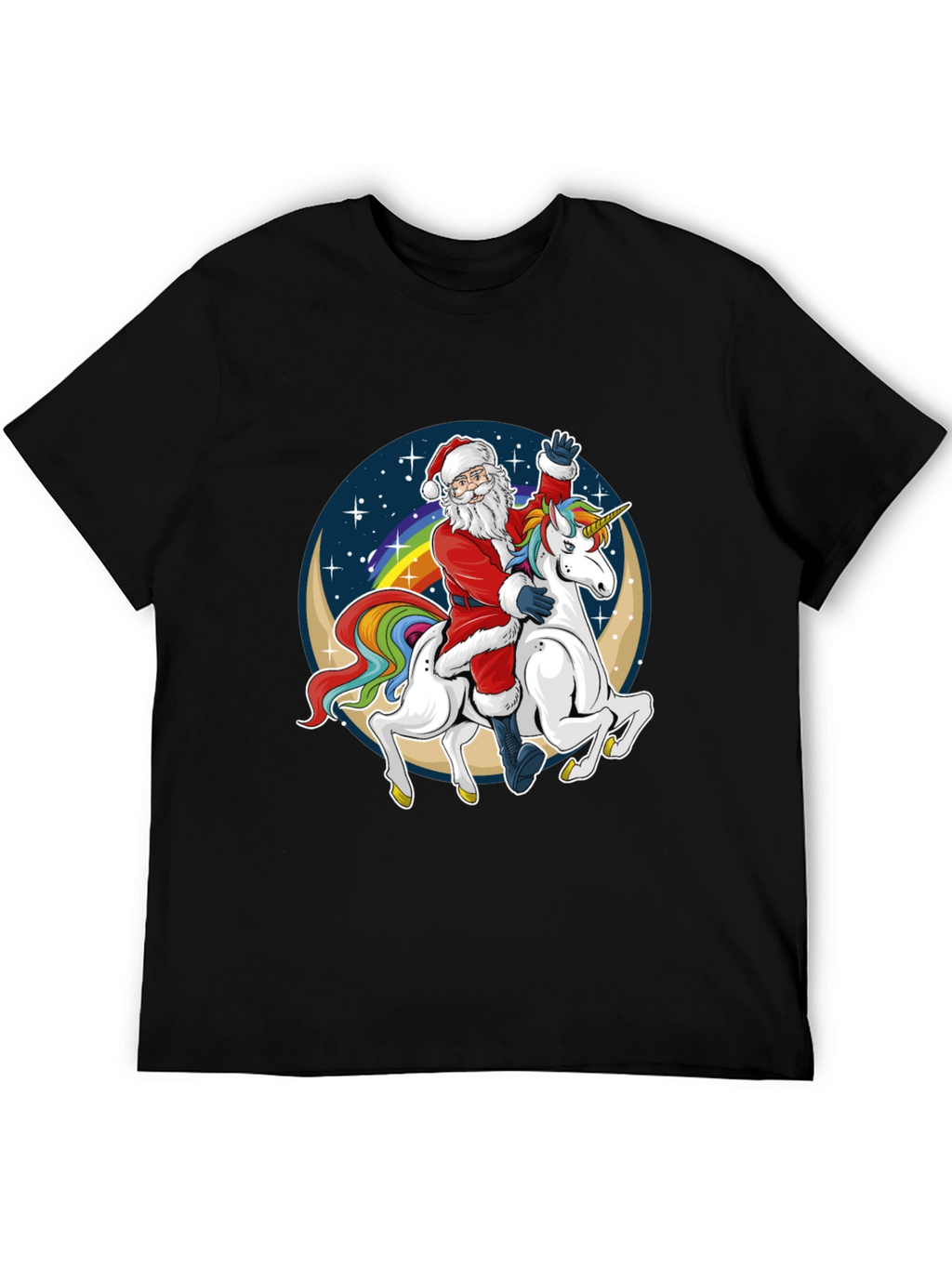 Santa Riding Unicorn Graphic Tee