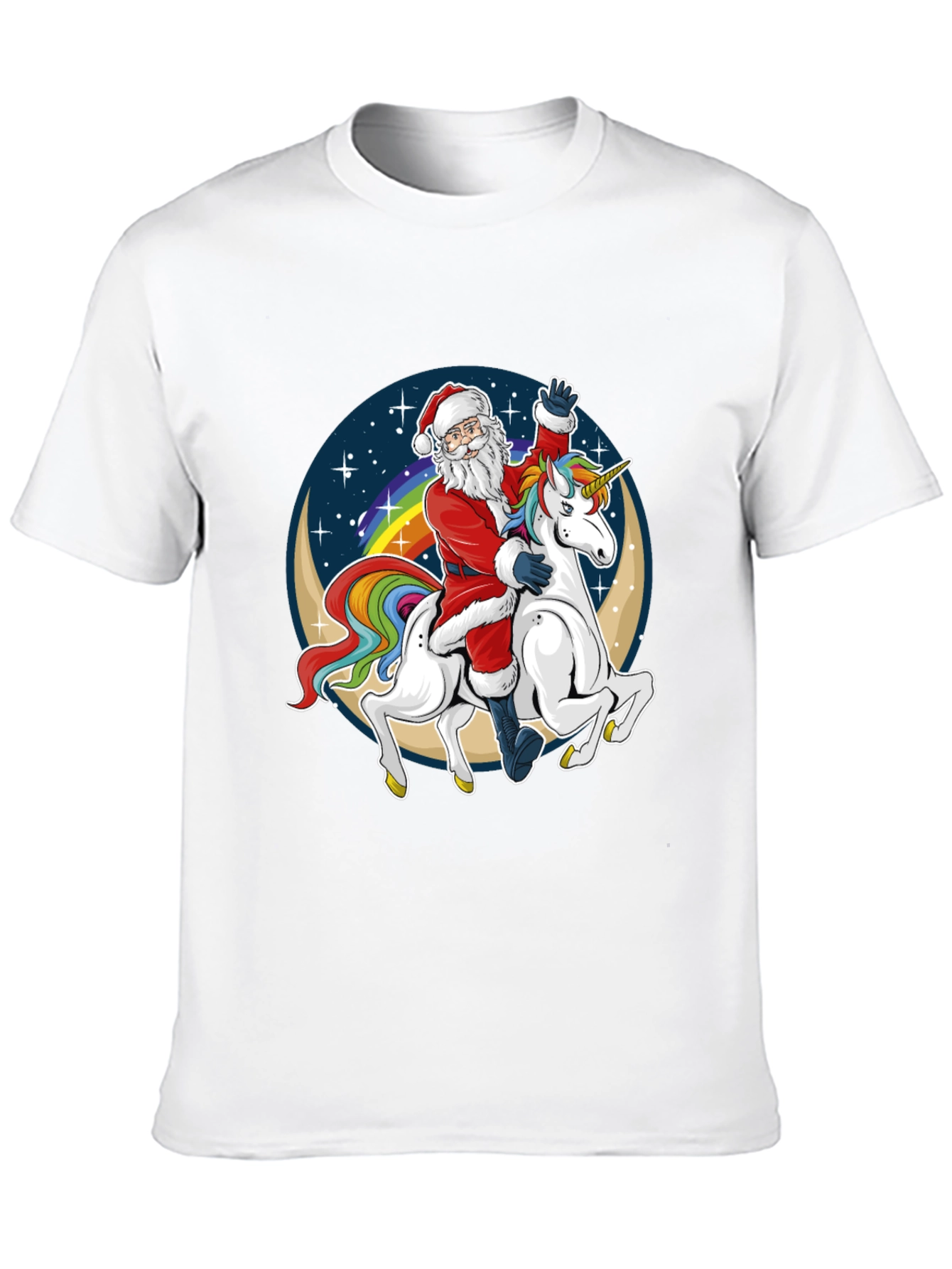 Santa Riding Unicorn Graphic Tee