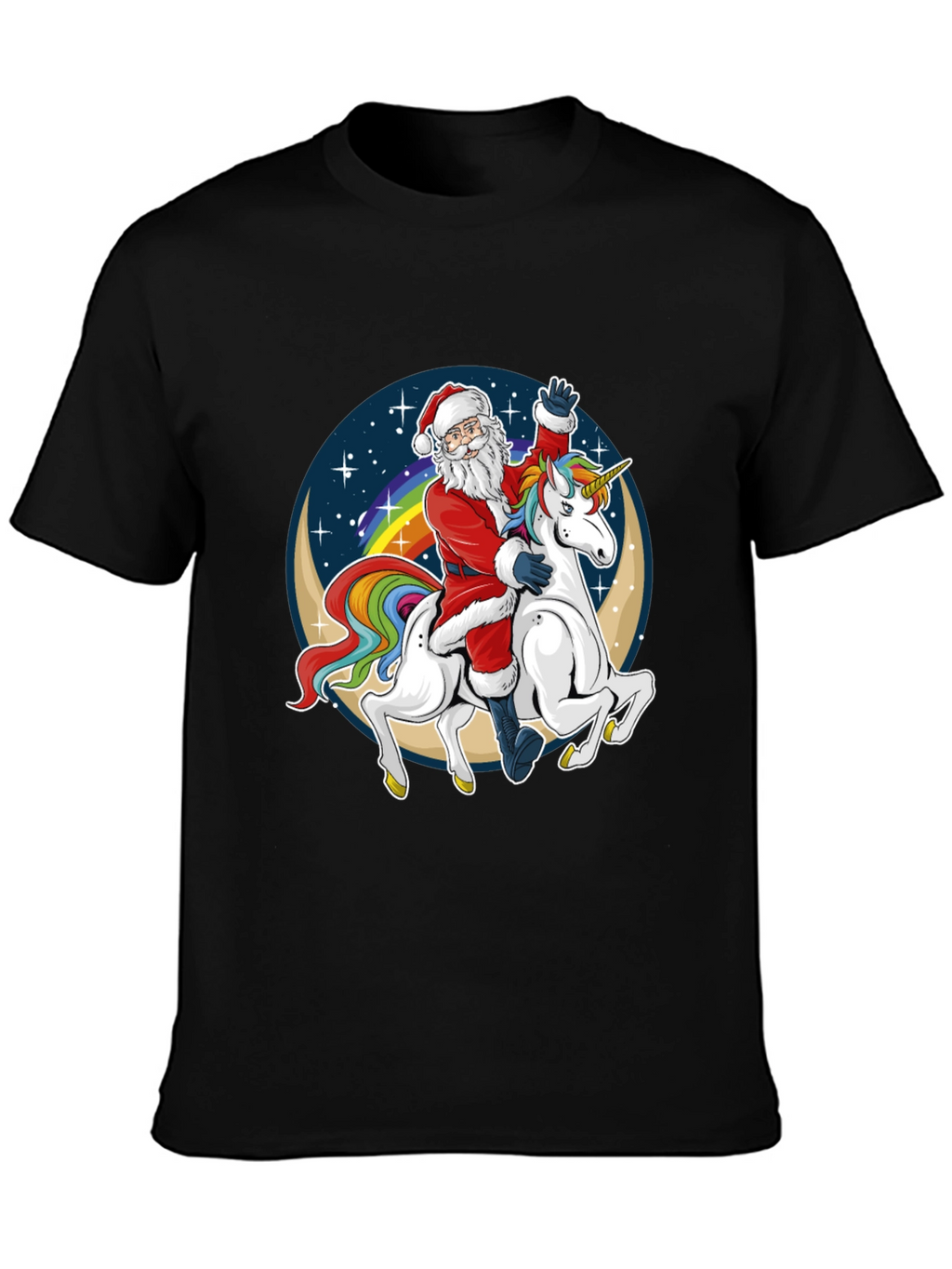 Santa Riding Unicorn Graphic Tee