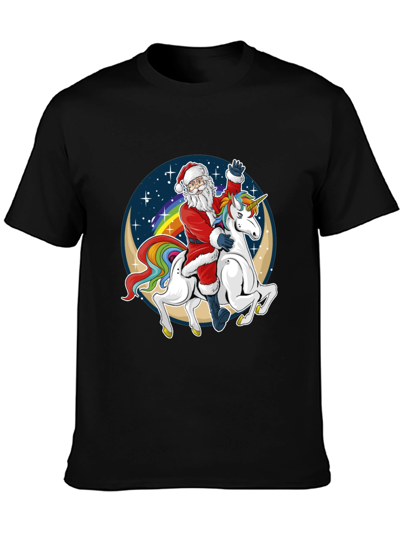 Santa Riding Unicorn Graphic Tee
