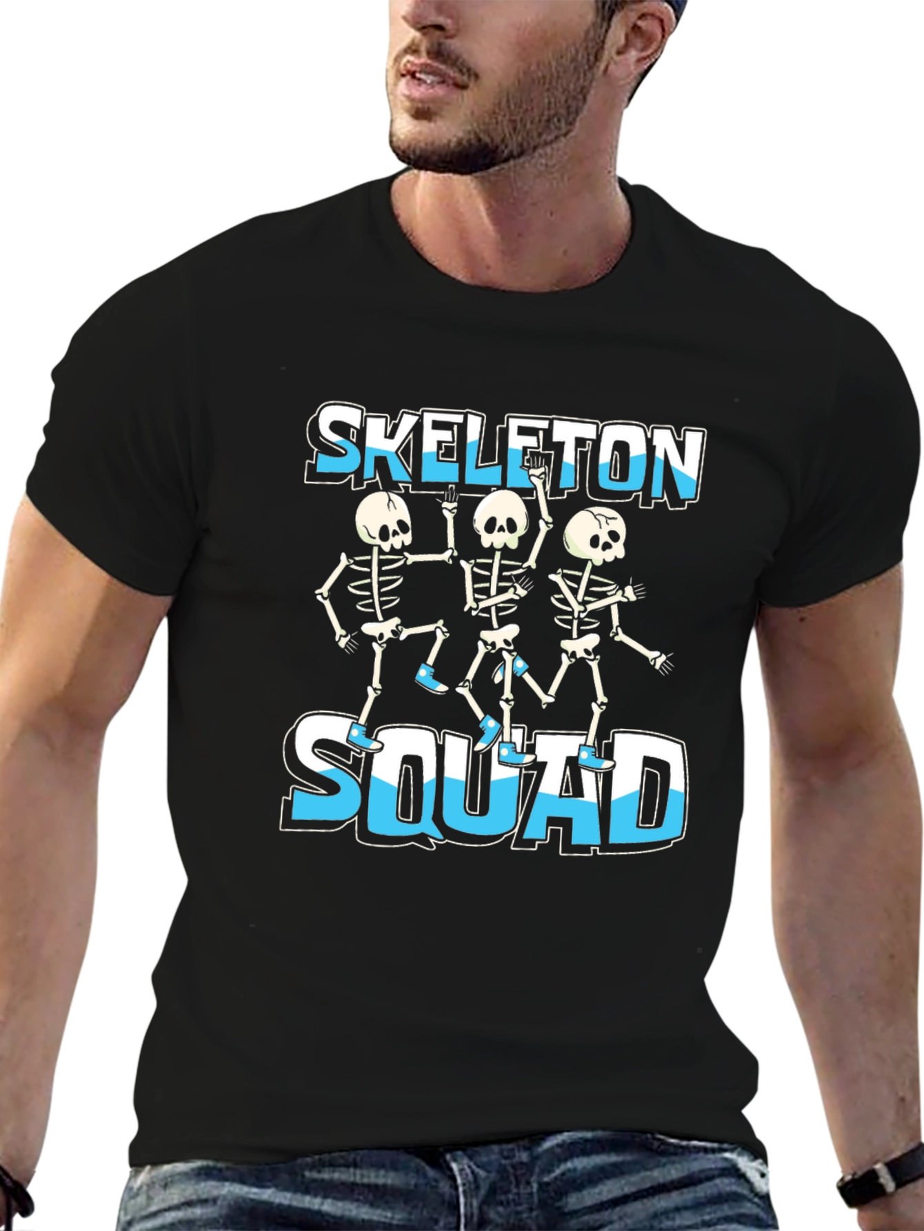 Skeleton Squad Graphic Tee - Fun Halloween Design