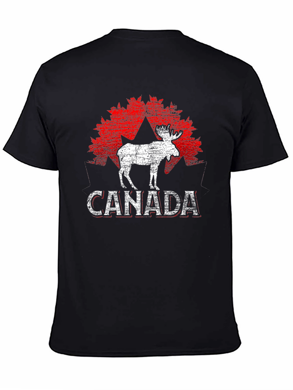 Canada Moose T-Shirt - Distressed Maple Leaf Design