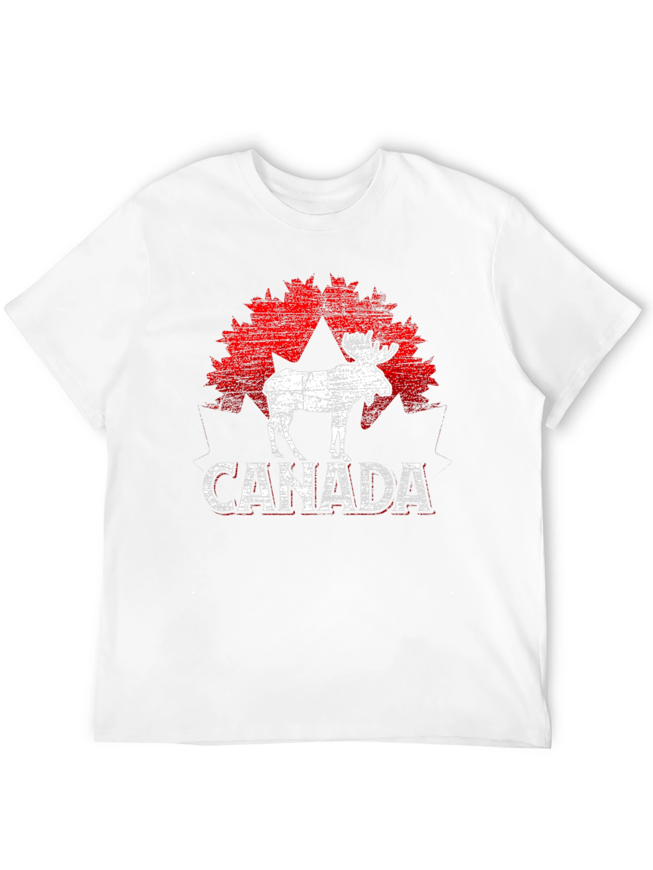 Canada Moose T-Shirt - Distressed Maple Leaf Design