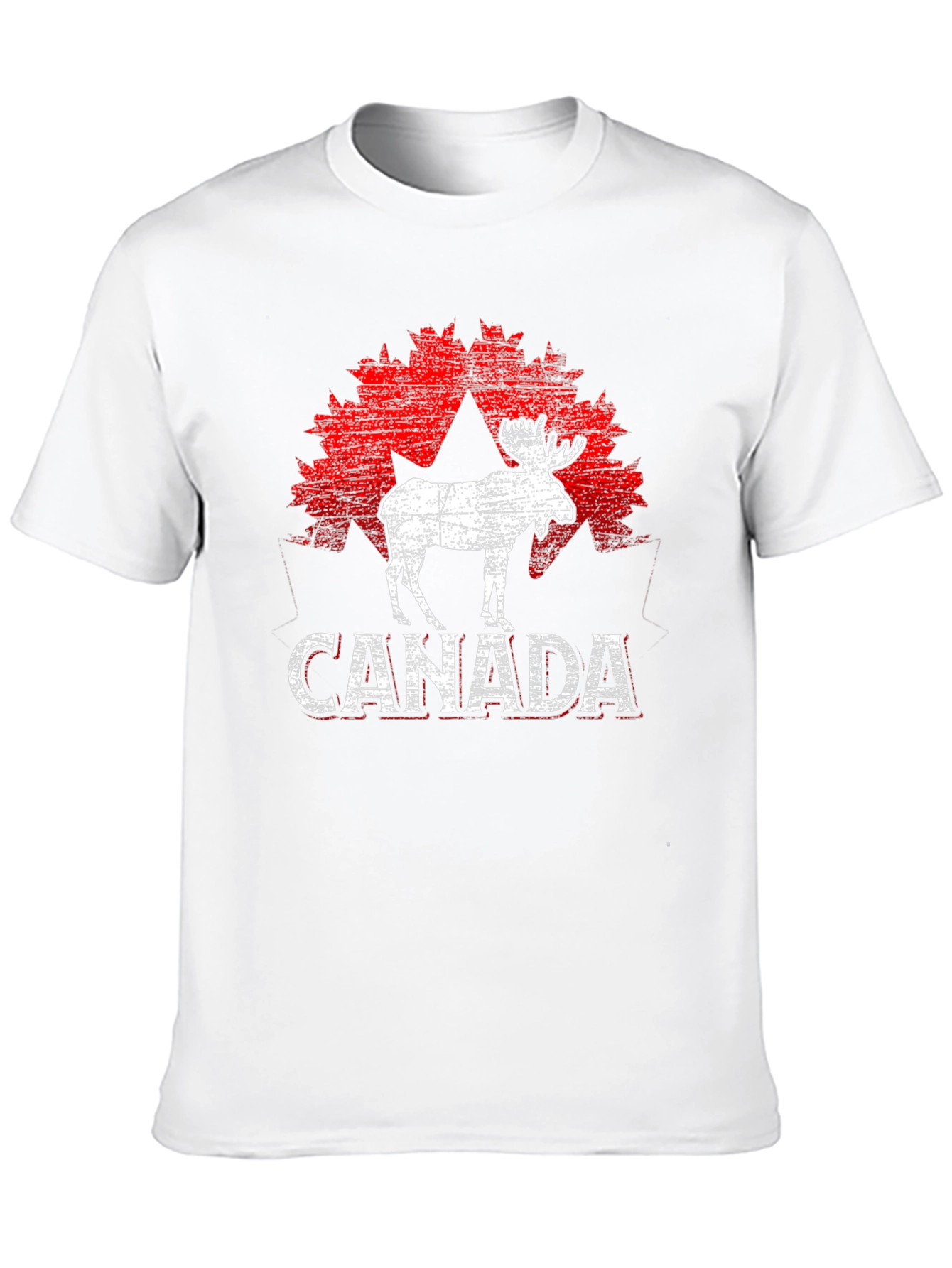 Canada Moose T-Shirt - Distressed Maple Leaf Design